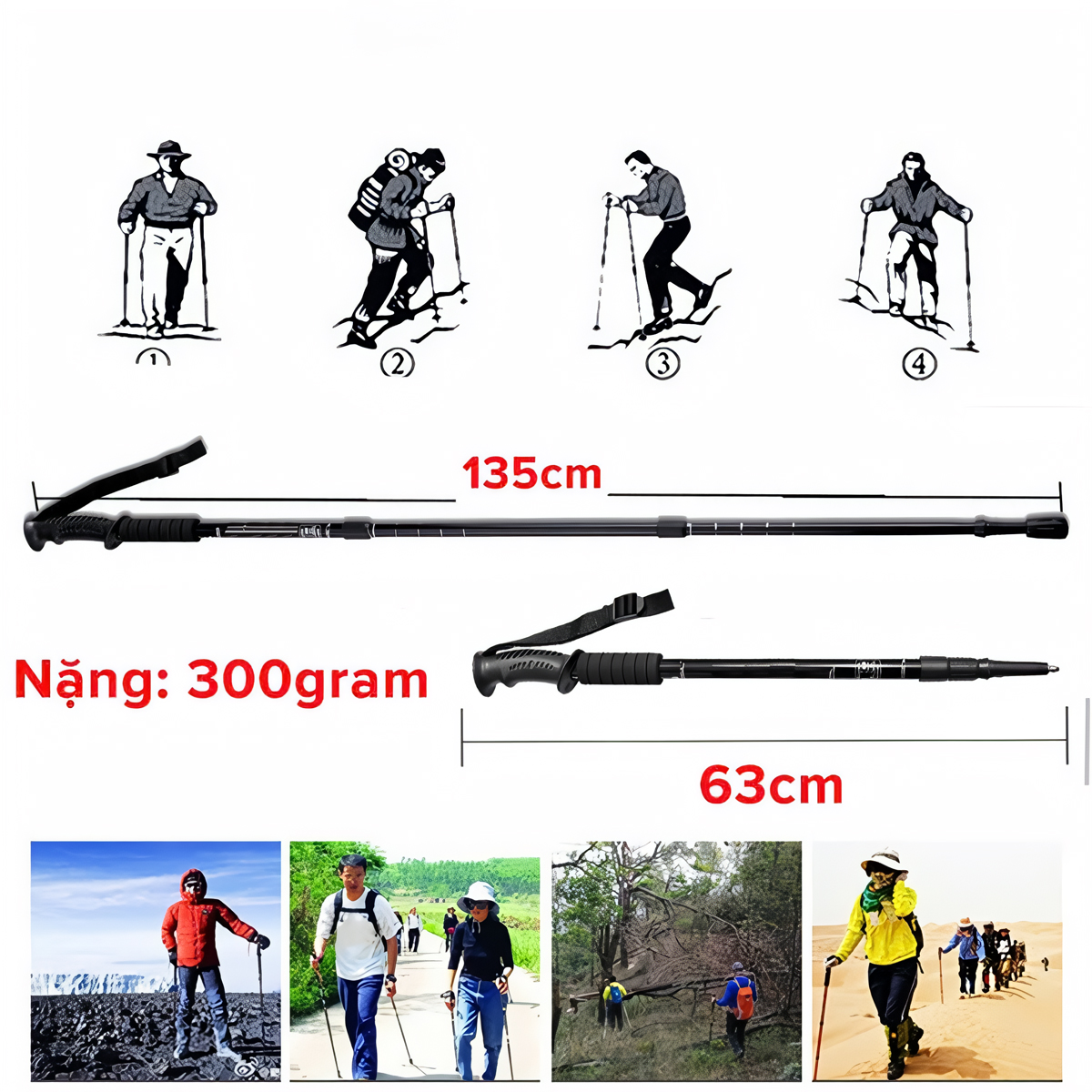 Vultura Gậy Trekking Leo Núi Nhôm Khóa Xoay VTR-TP2501