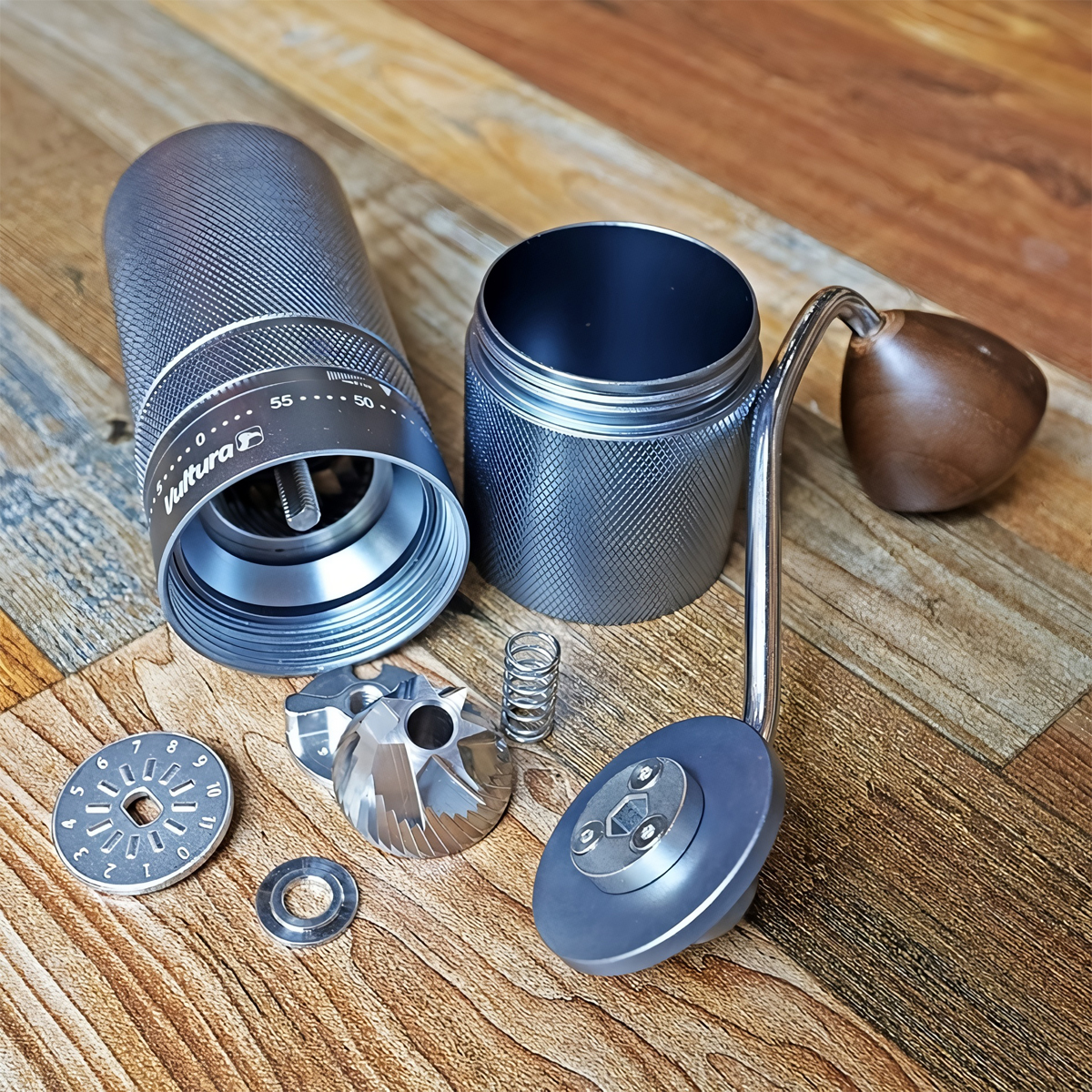 Vultura KG1 Cối Xay Cà Phê Hạt Thủ Công Cắm Trại Dã Ngoại - Lõi Thép CNC 7 Cánh