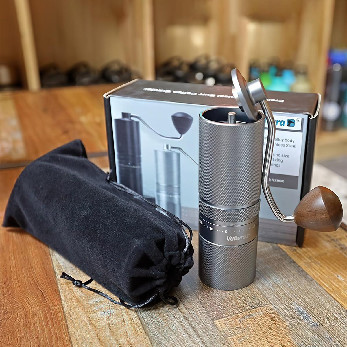 Vultura KG1 Cối Xay Cà Phê Hạt Thủ Công Cắm Trại Dã Ngoại - Lõi Thép CNC 7 Cánh