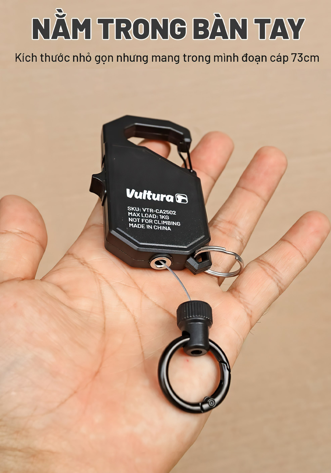 Vultura Móc Carabiner Dây Cáp Kéo Rút Cắm Trại VTR-CA2502