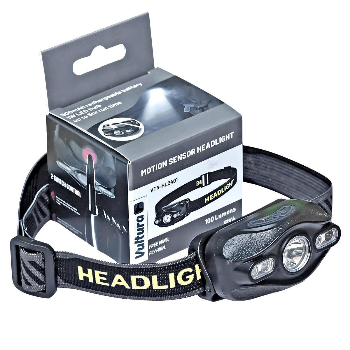 Vultura VTR-HL2401 Đèn Đeo Trán Cắm Trại Pin Sạc Cảm Biến Vẫy Tay 100 Lumen