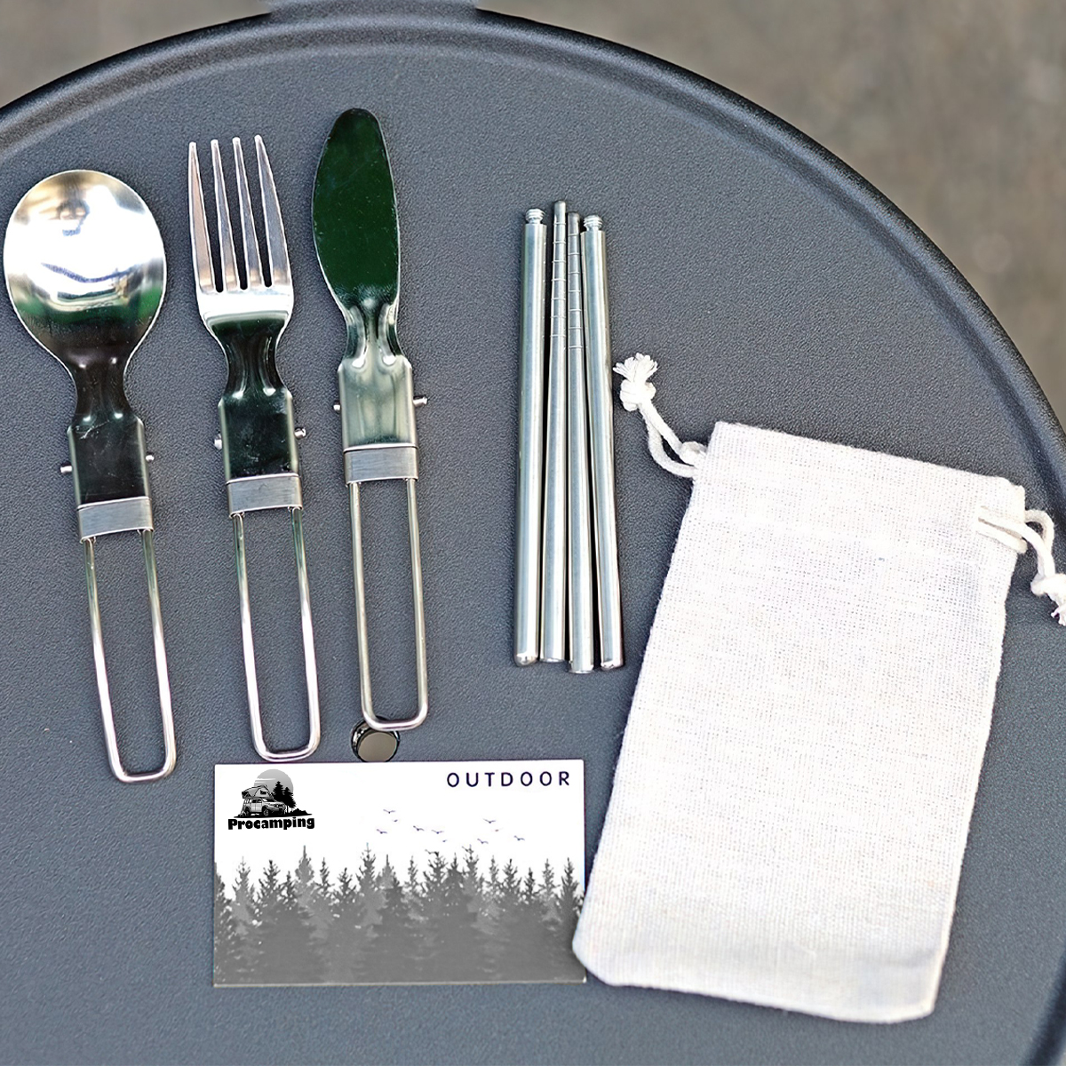 Vultura VTR-TW2403 Bộ Đồ Bàn Ăn Cắm Trại 4 Món (Dao, Muỗng, Nĩa, Đũa) Xếp Gọn