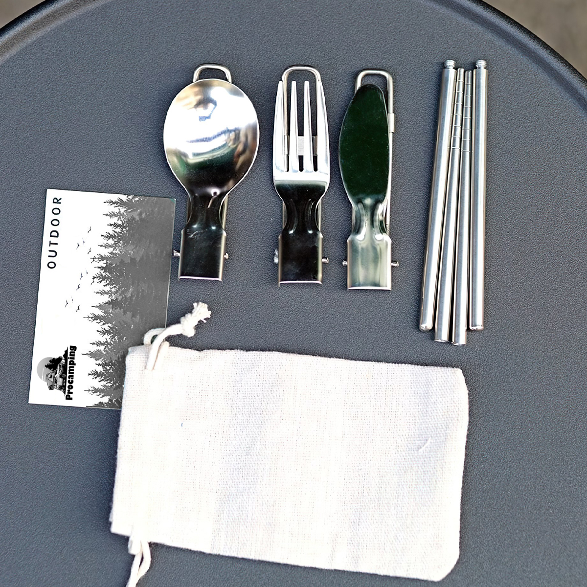 Vultura VTR-TW2403 Bộ Đồ Bàn Ăn Cắm Trại 4 Món (Dao, Muỗng, Nĩa, Đũa) Xếp Gọn