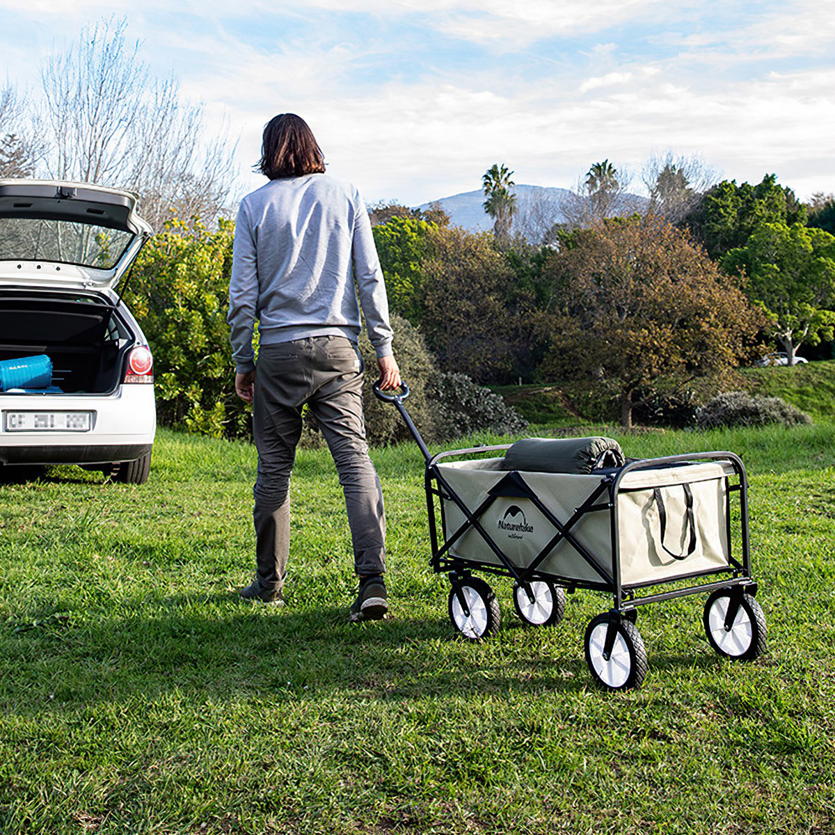NatureHike NH19PJ001 Xe Đẩy Gấp Gọn Cắm Trại Du Lịch, Dã Ngoại – Bánh Nhỏ Folding Trolley