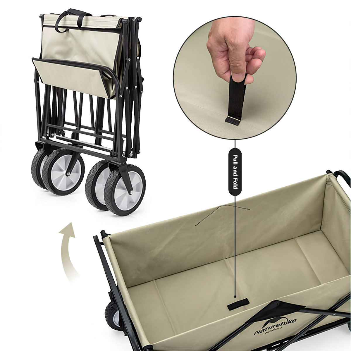 NatureHike NH19PJ001 Xe Đẩy Gấp Gọn Cắm Trại Du Lịch, Dã Ngoại – Bánh Nhỏ Folding Trolley