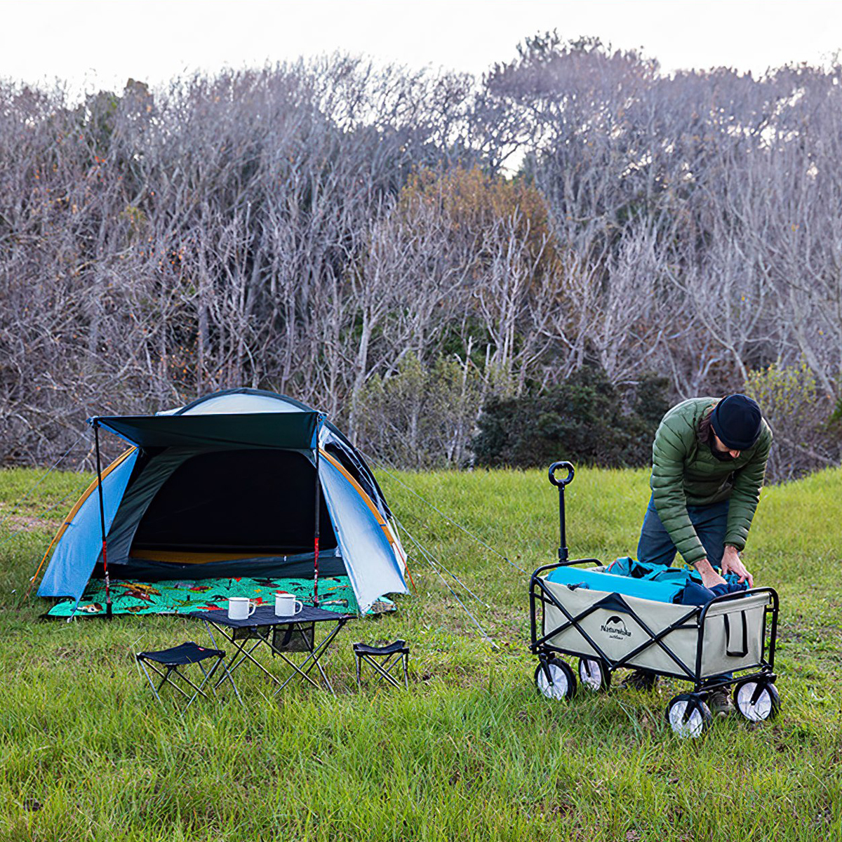 NatureHike NH19PJ001 Xe Đẩy Gấp Gọn Cắm Trại Du Lịch, Dã Ngoại – Bánh Nhỏ Folding Trolley