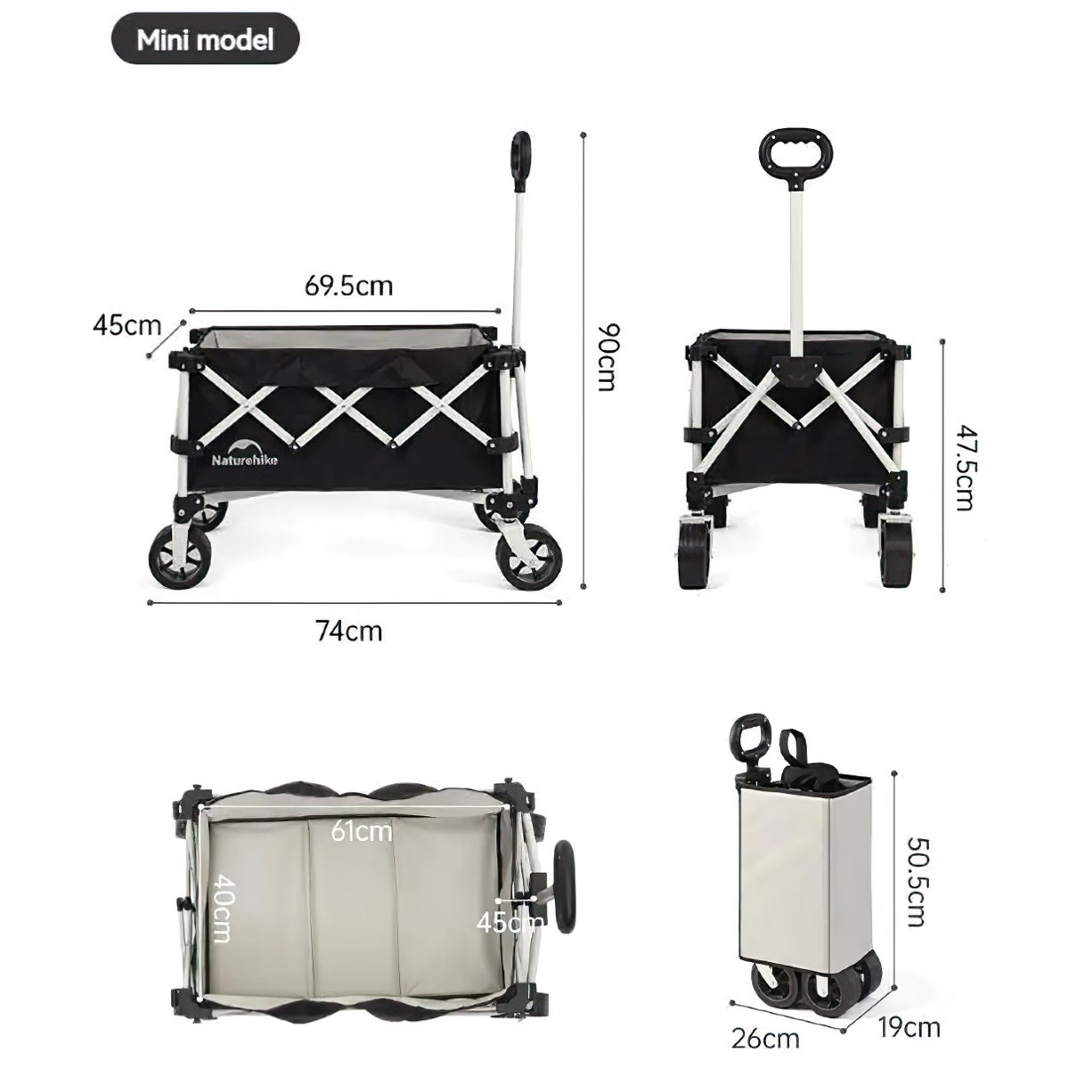 Naturehike Xe Kéo Cắm Trại Gấp Gọn Rubik’s Cube CNK2450JJ017