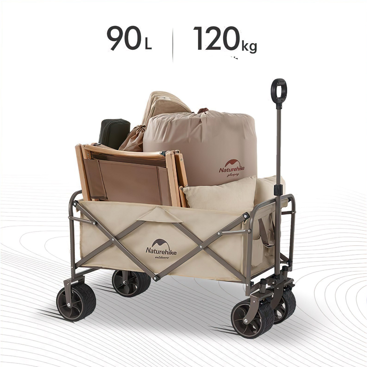 Naturehike NH19PJ001 Xe Kéo Đồ Đa Năng – Bánh lớn Cắm Trại Folding Trolley