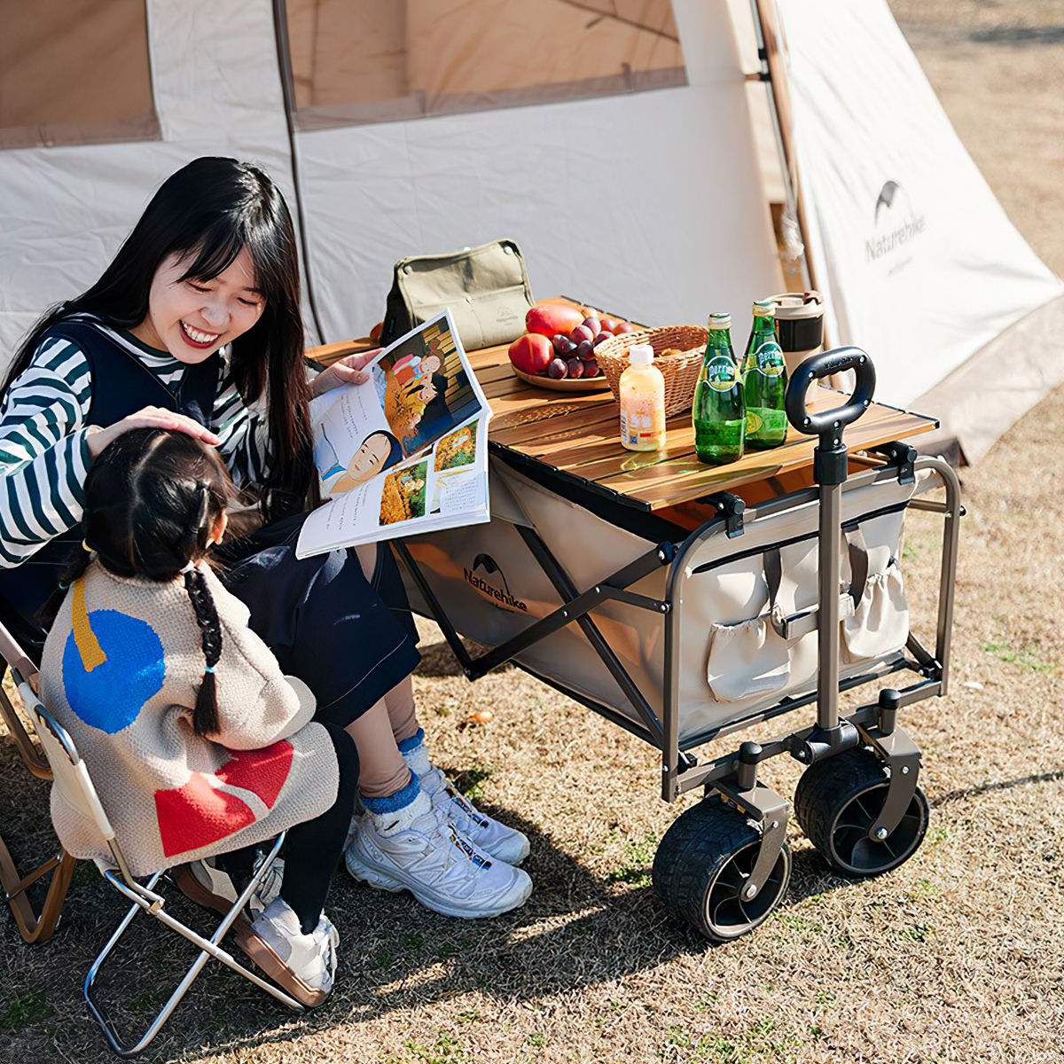 Naturehike NH19PJ001 Xe Kéo Đồ Đa Năng – Bánh lớn Cắm Trại Folding Trolley