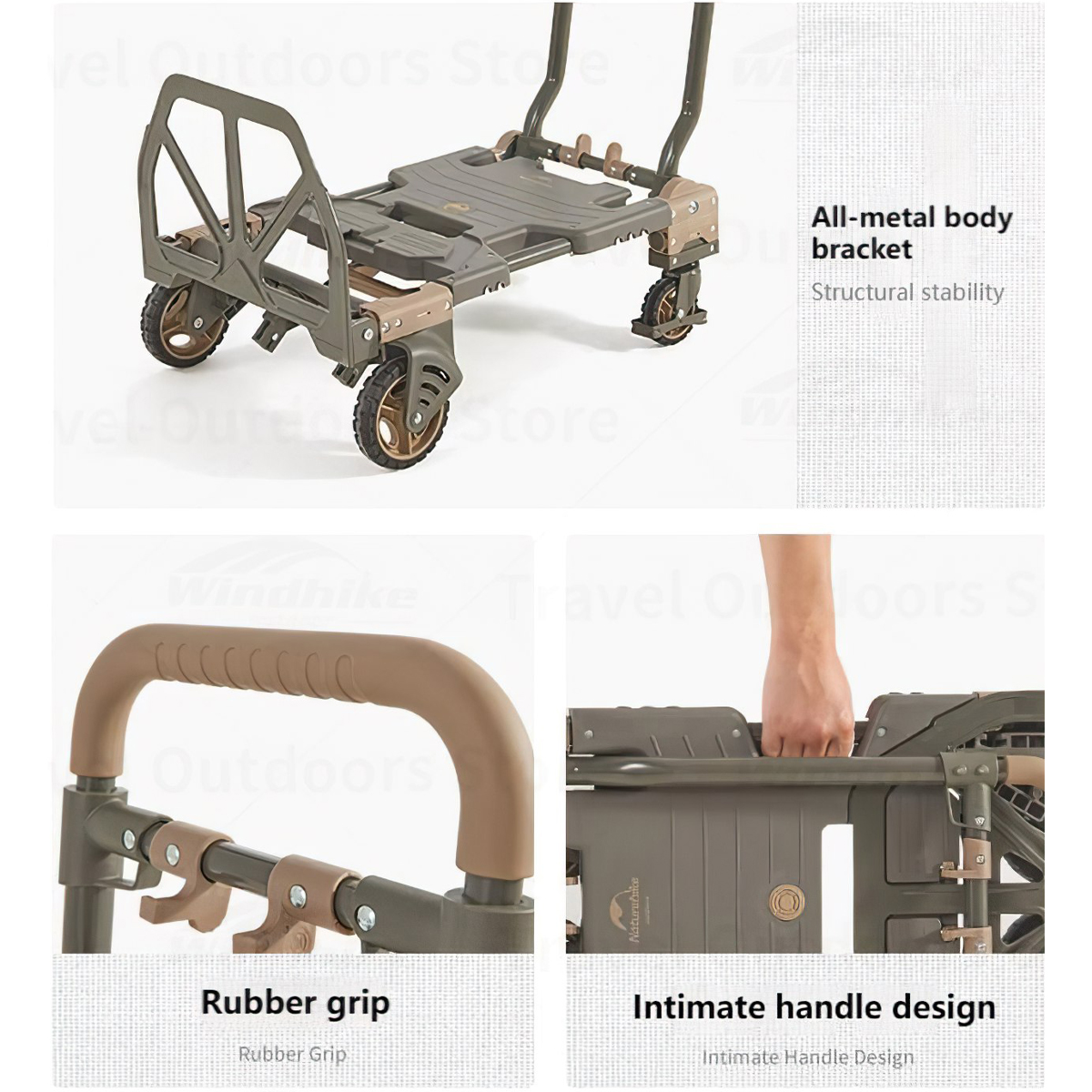 Naturehike CNH22JU024 Xe Kéo Xếp Gọn Cắm Trại Du Lịch Đa Chức Năng TC08 Multifunctional