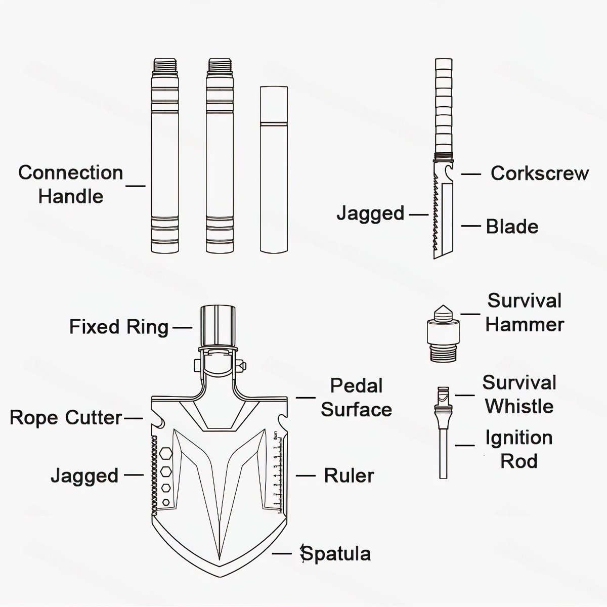 Naturehike Xẻng Cầm Tay Đa Năng Cắm Trại ( Multifunctional outdoor shovel )