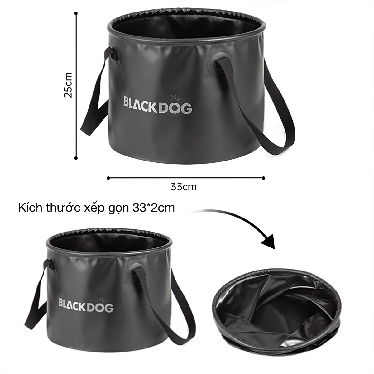 Xô Đựng Nước Xếp Gọn Cắm Trại Du Lịch Blackdog Round Folding Bucket