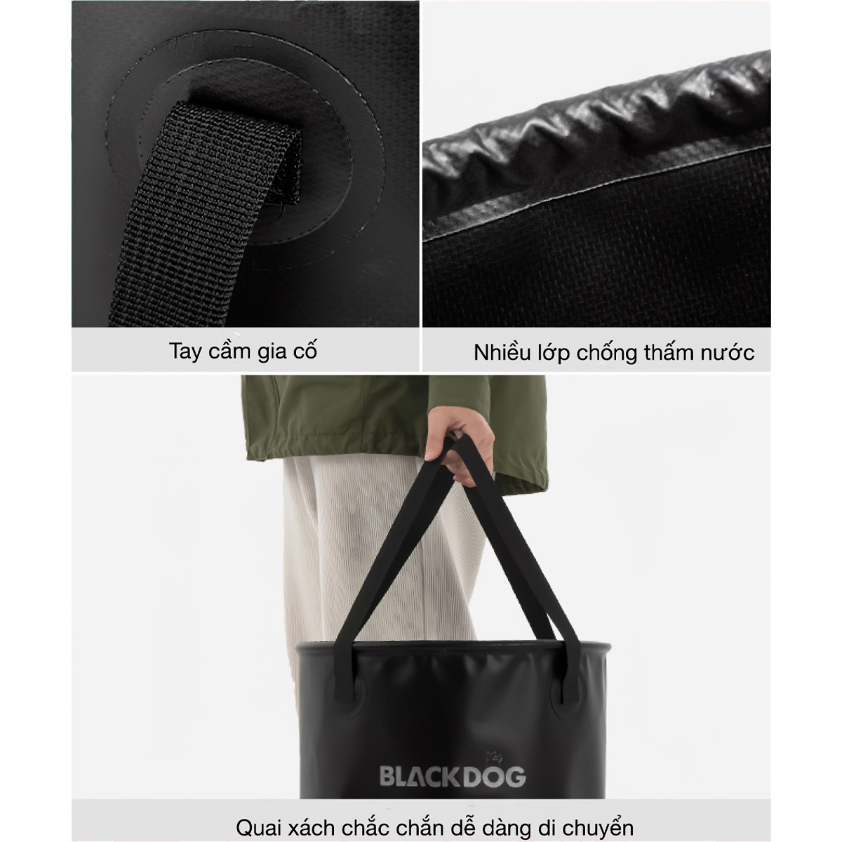 Xô Đựng Nước Xếp Gọn Cắm Trại Du Lịch Blackdog Round Folding Bucket