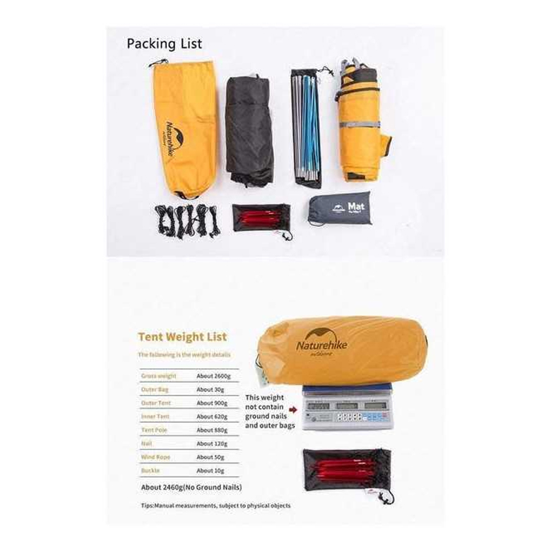 Naturehike NH19ZP016 Lều Cắm Trại 2-3 Người Hiby Chống Nước Chống Tia UV