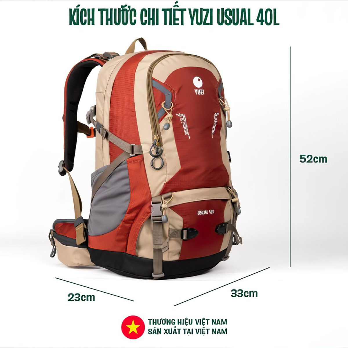 Yuzi - Usual 40L Balo Leo Núi Cắm Trại 40L Trợ Lực Kháng Nước