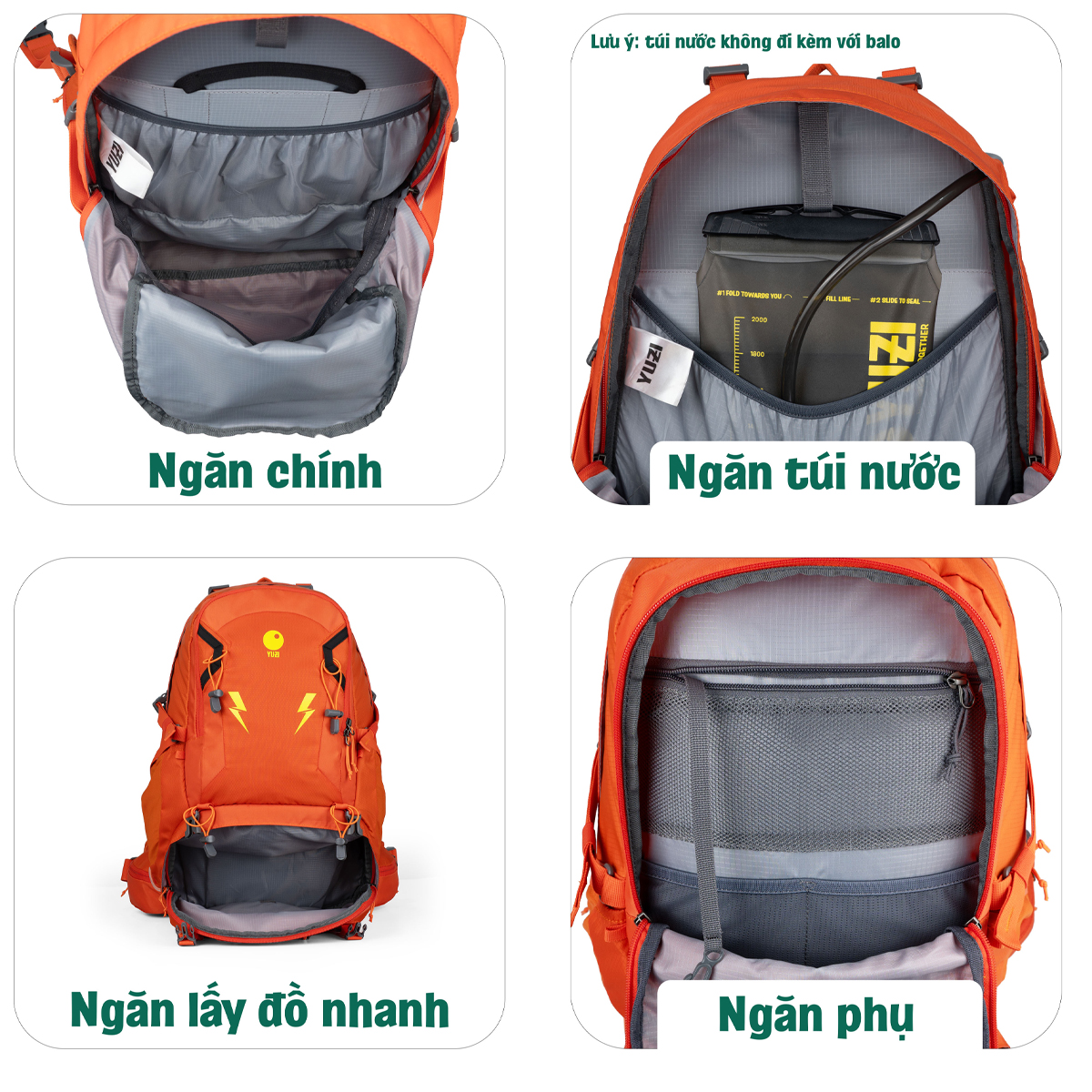 YUZI- Usual 40L Balo Leo Núi Dã Ngoại 40 Lít Trợ Lực Kháng Nước – Version 2