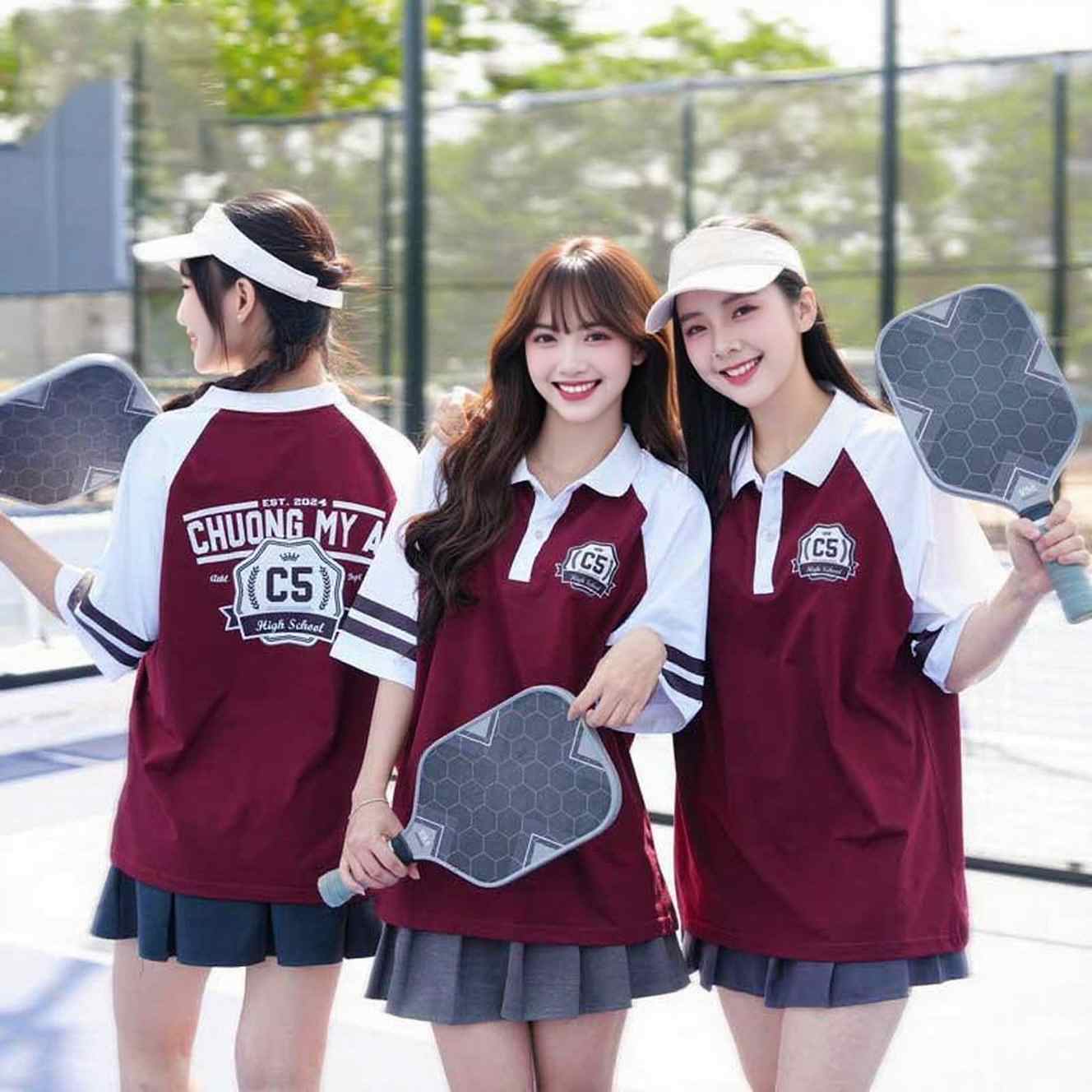 áo lớp màu vàng phối xanh lá
