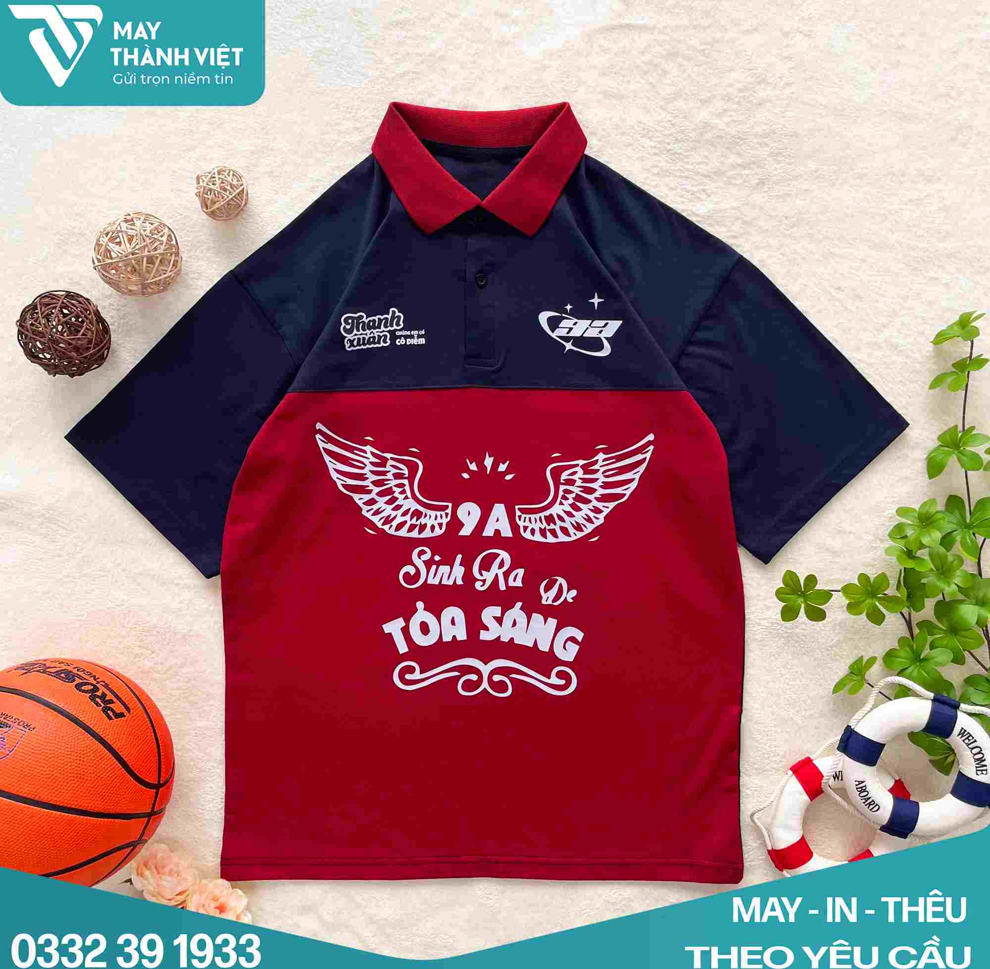áo lớp polo đỏ đô