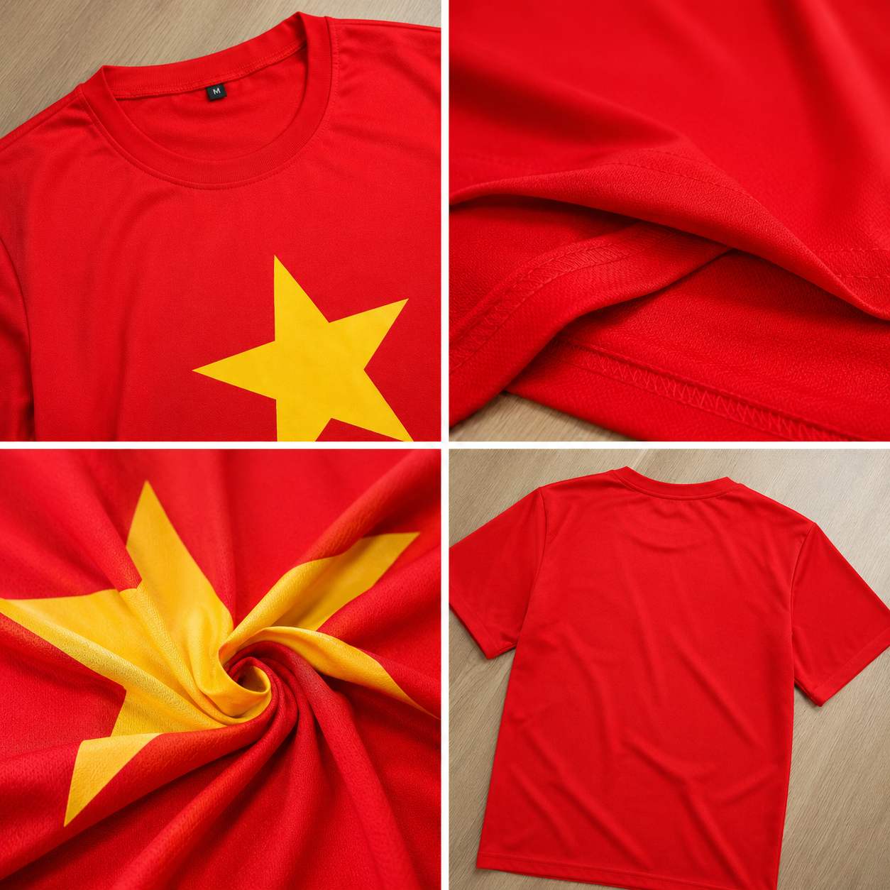 Áo đỏ sao vàng cổ tròn