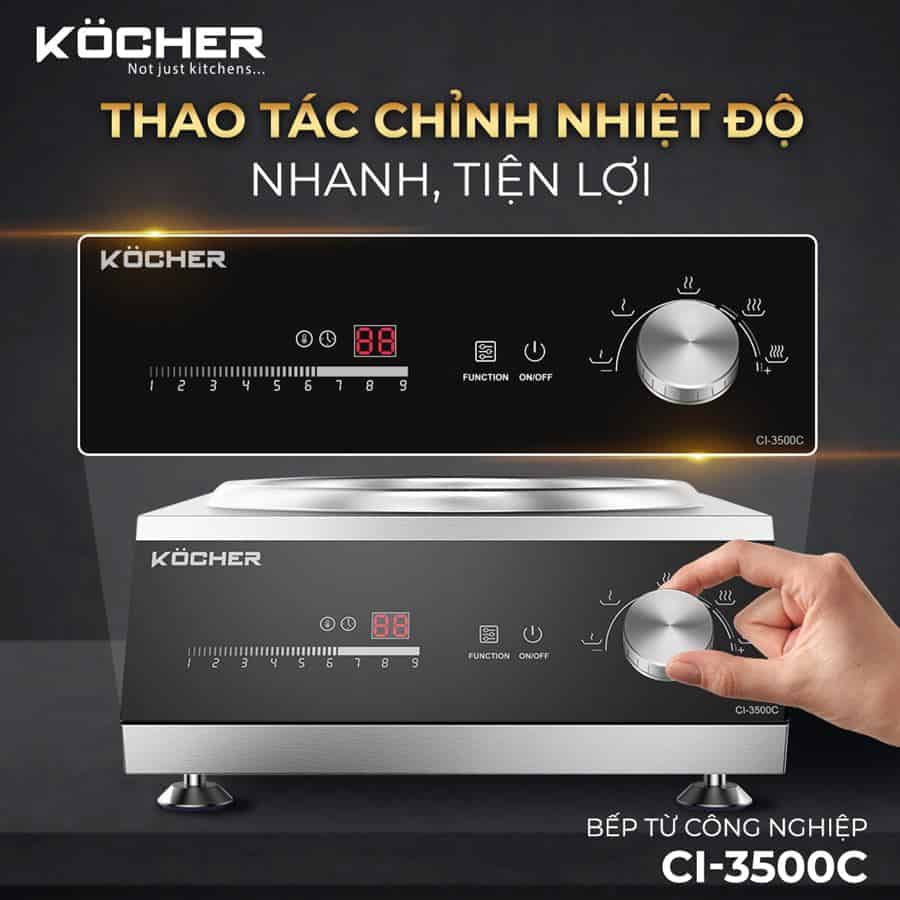 Bảng điều khiển núm xoay kết hợp cảm ứng của bếp từ công nghiệp Kocher CI-3500C