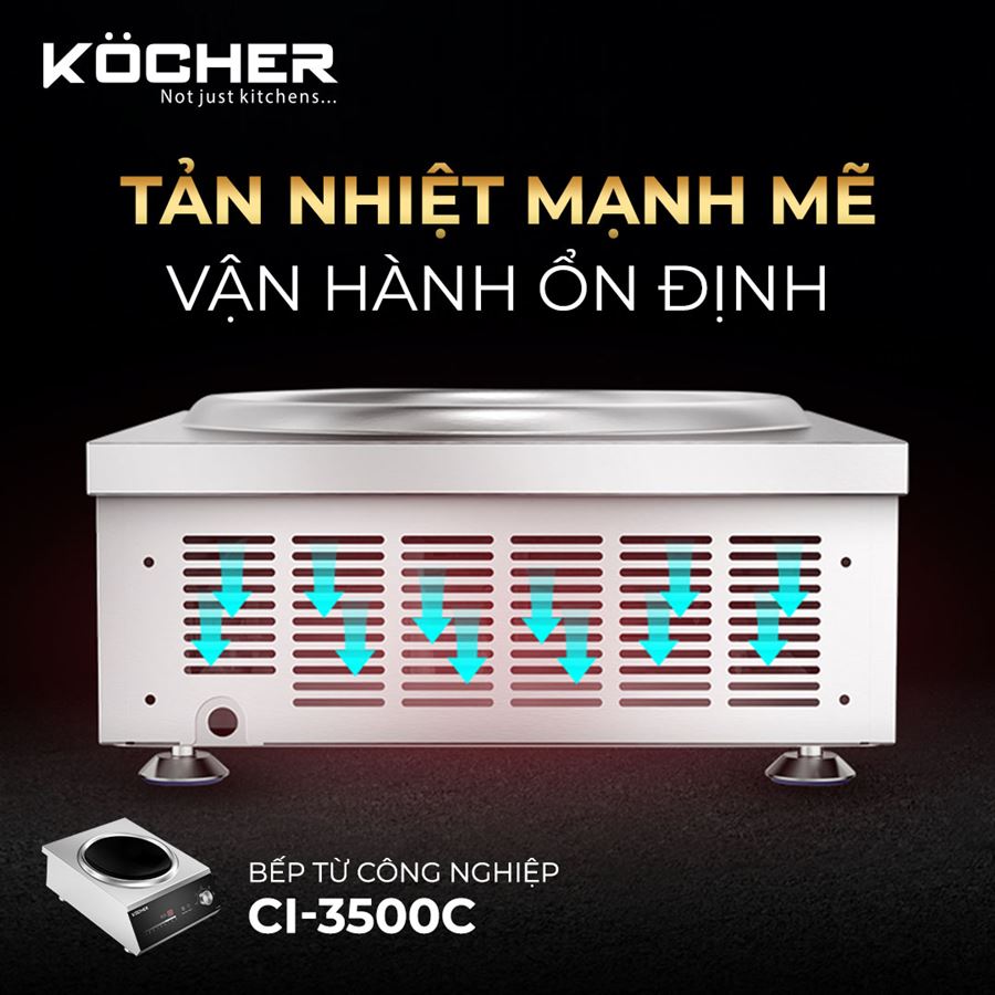 Hệ thống tản nhiệt mạnh mẽ giúp bếp từ công nghiệp Kocher CI-3500C vận hành ổn định