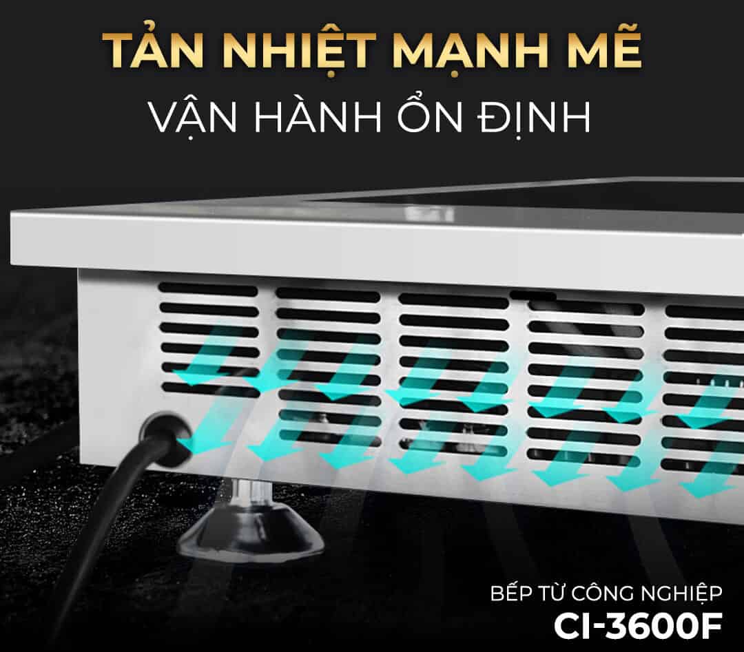 Bếp từ kocher CI-3600F với khe tản nhiệt mạnh mẽ, vận hành ổn định
