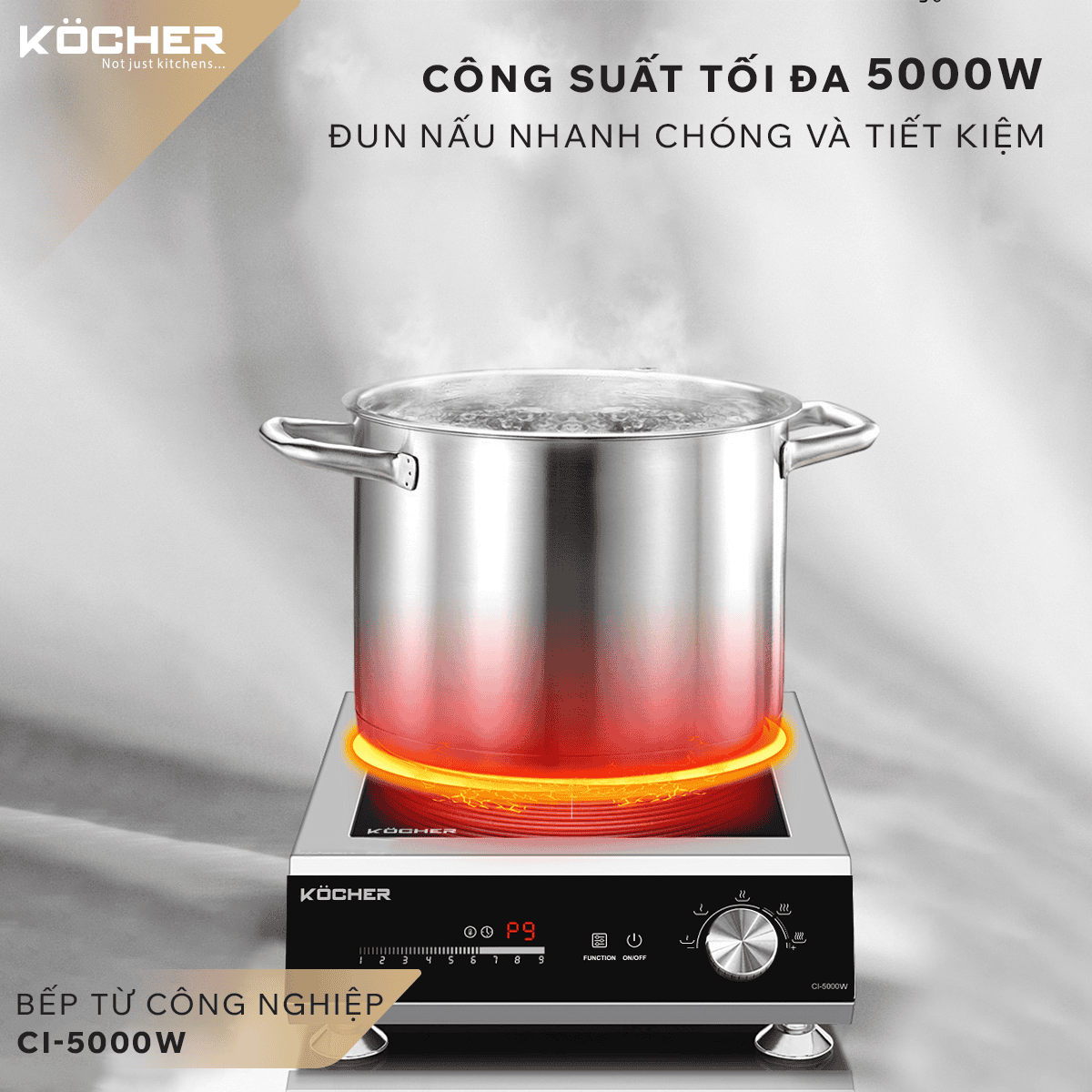 Công nghệ mâm nhiệt kép trên bếp từ công nghiệp Kocher CI-5000W