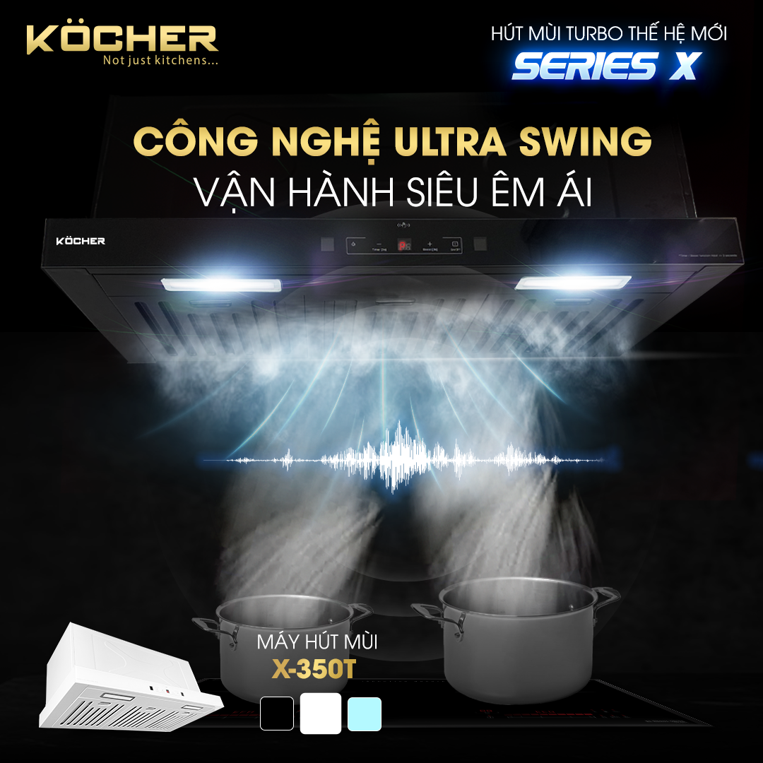 công nghệ ultra swing êm ái của máy hút mùi turbo x-350D