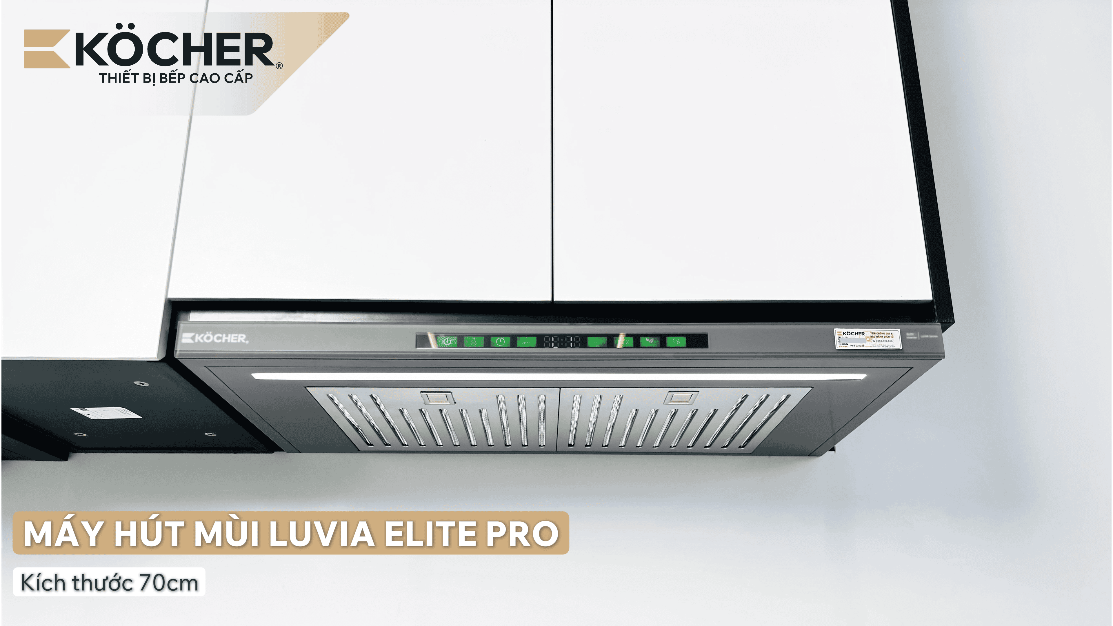 Máy hút mùi Luvia Elite Pro Kocher thiết kế Slim Fit lắp liền mạch hệ tủ bếp — MitaPlus TP.HCM