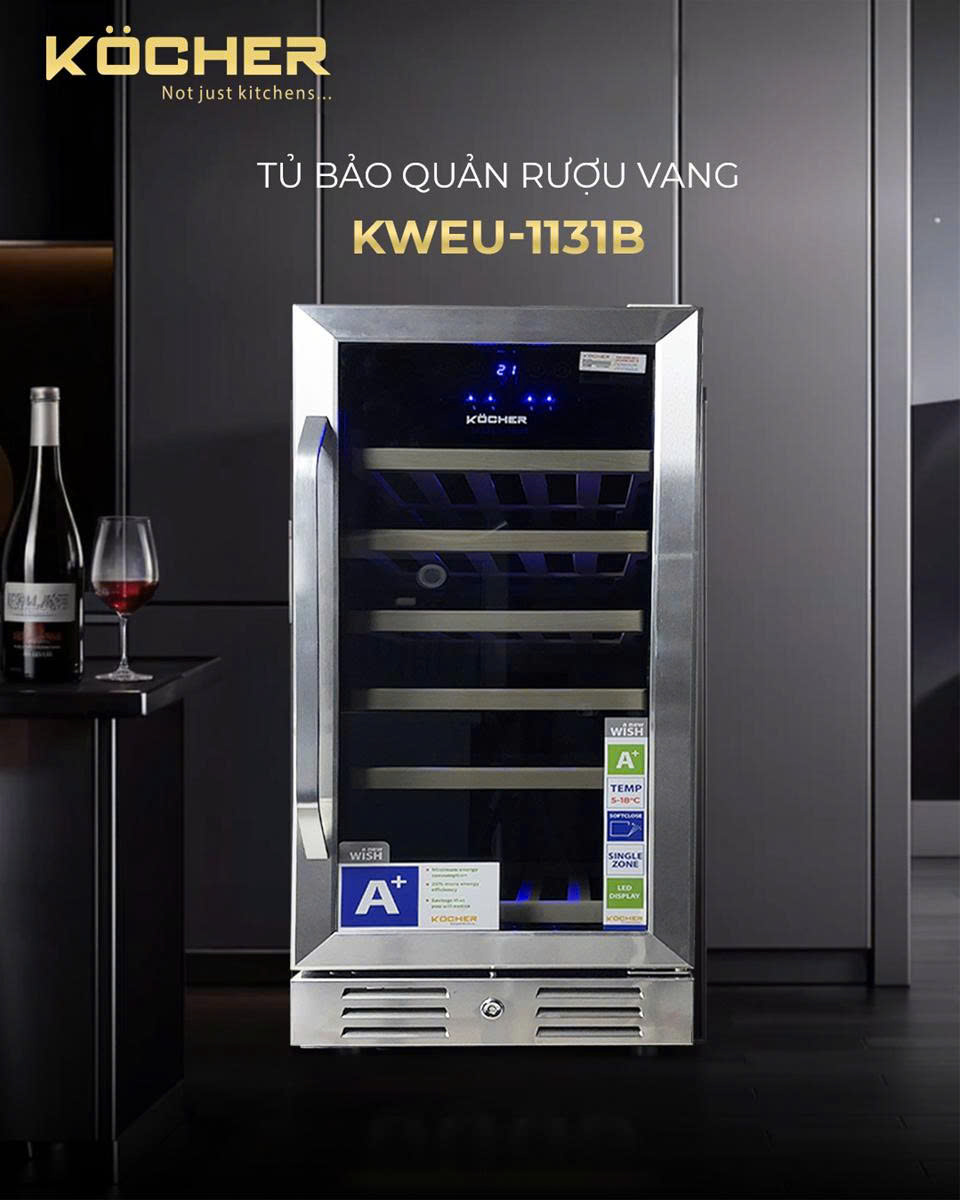Tủ Rượu Vang Köcher KWEU-1131B: Trợ Thủ Đắc Lực Cho Người Sành Vang