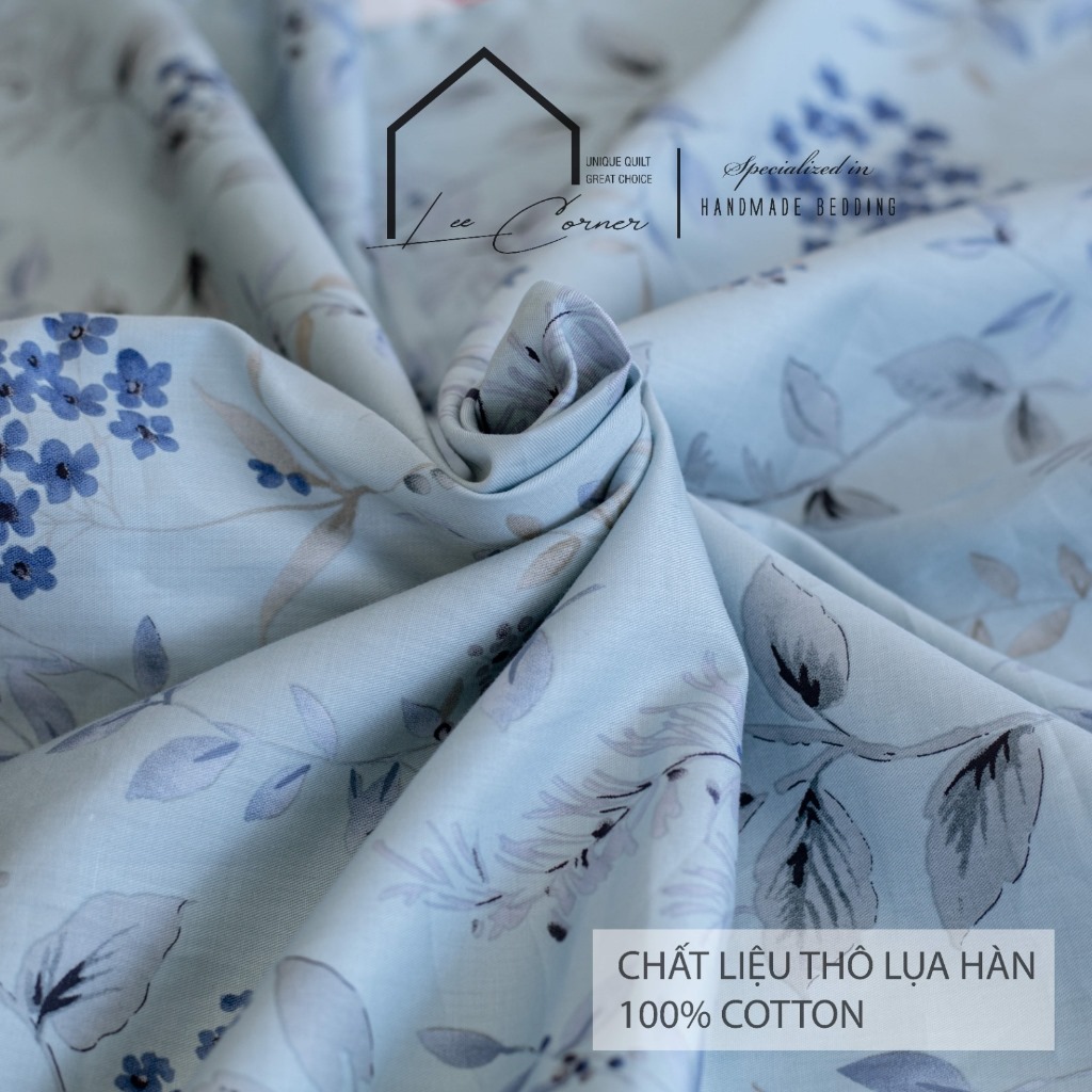 Ga giường 2m2 Thô lụa Hàn 100% Cotton cao cấp LEE CORNER nhiều hoạ tiết, ga nệm 2m2 x 2m