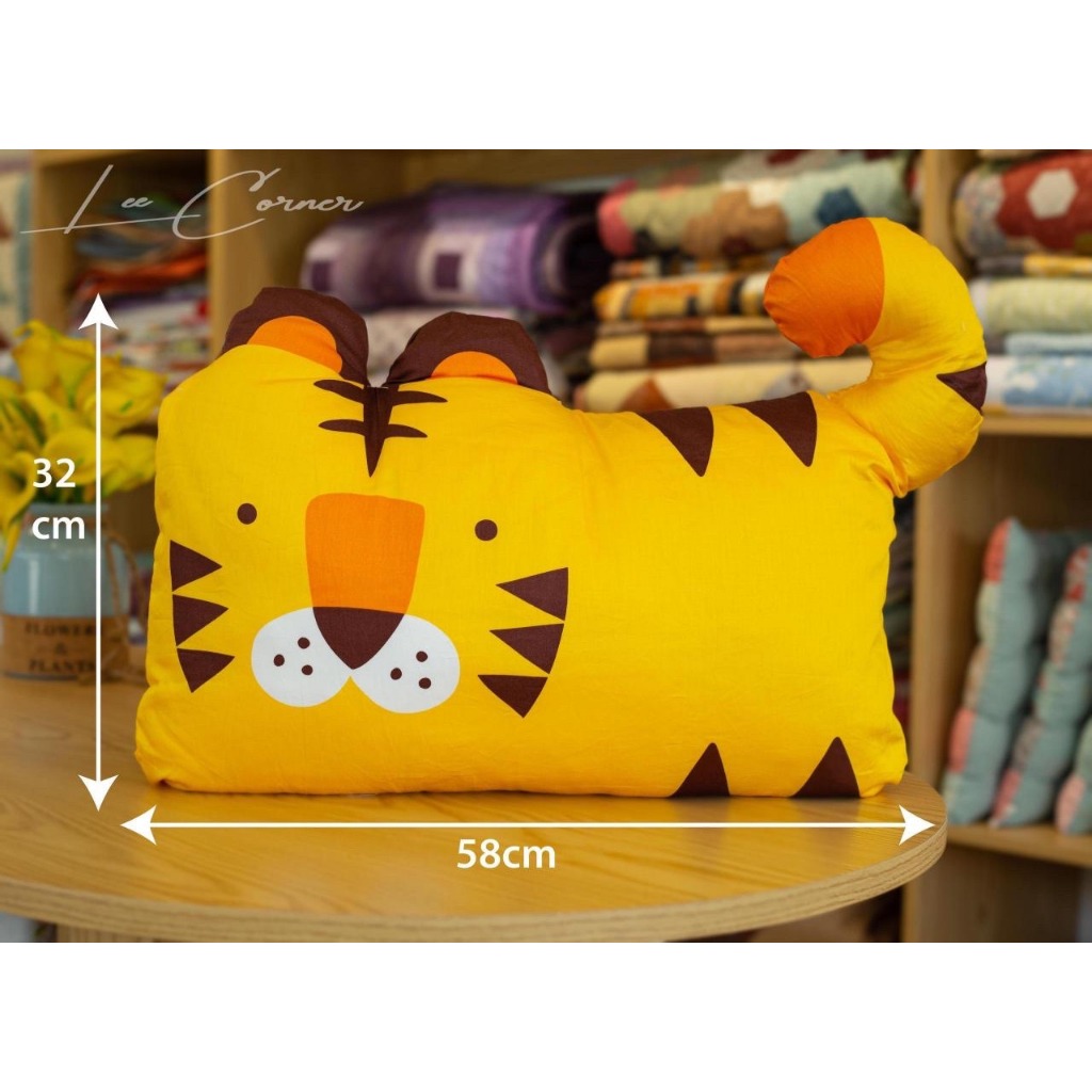 Gối em bé hình thú (bao gồm ruột) LEE CORNER, vải Thô lụa Hàn 100% cotton, ruột bông microfiber lông vũ nhân tạo
