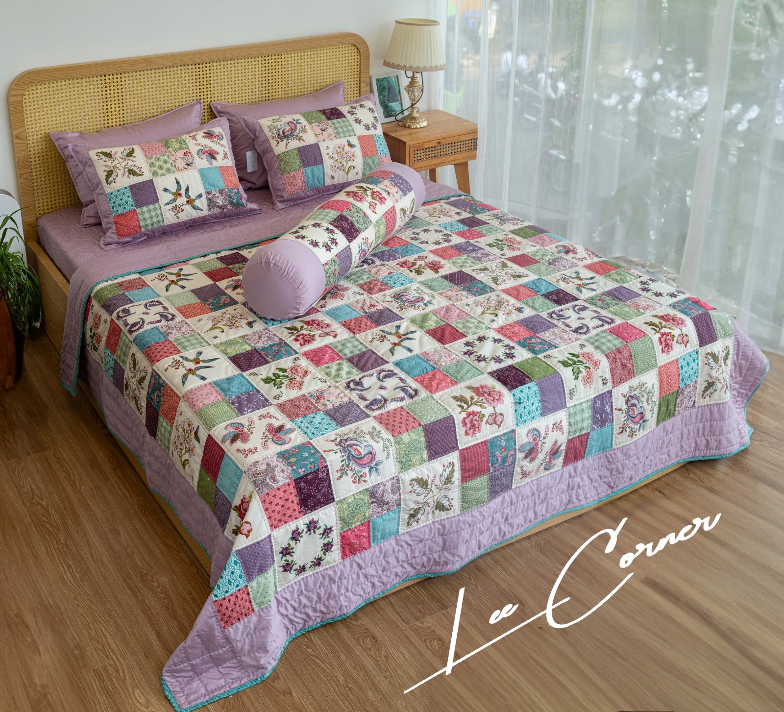 Bộ chăn ghép vuông, vải Marcus Fabrics - County Clare, chần tay, size 2x2,2m