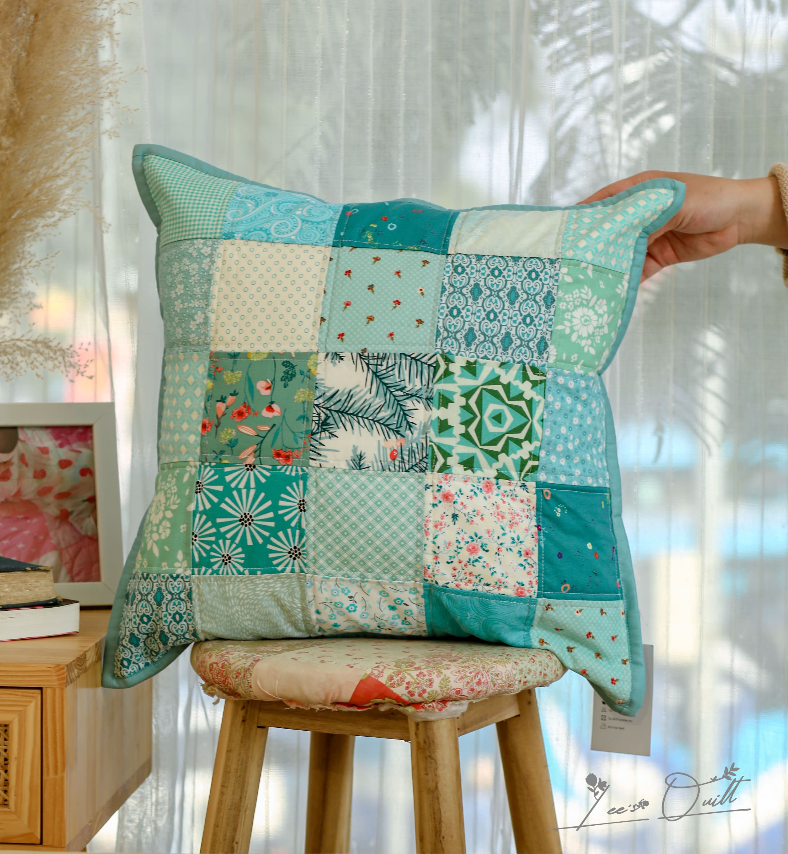 Vỏ gối ôm sofa, ghép vuông, kích thước 45x45cm