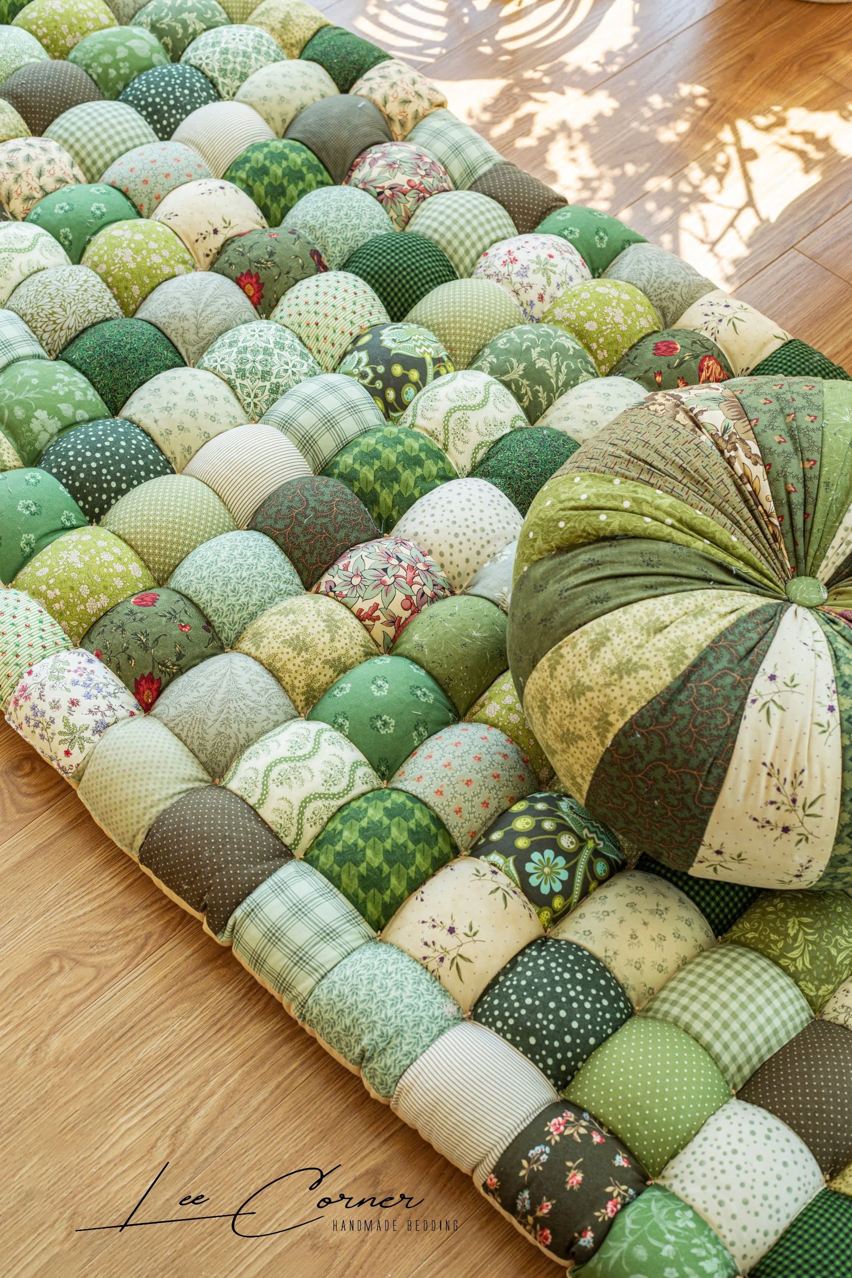 Thảm ghép vải, thảm decor phòng khách, đệm ghép vải