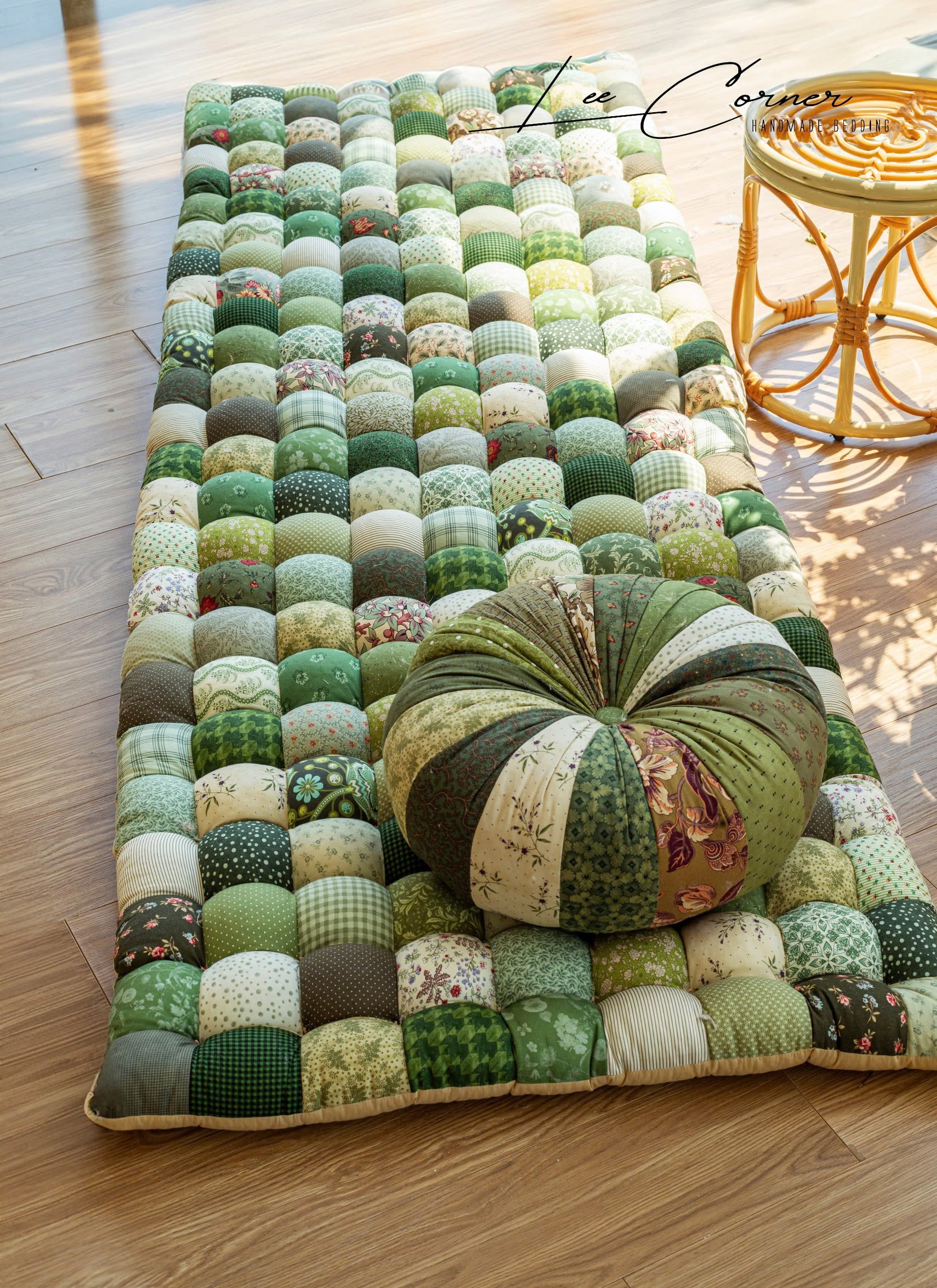 Thảm ghép vải, thảm decor phòng khách, đệm ghép vải