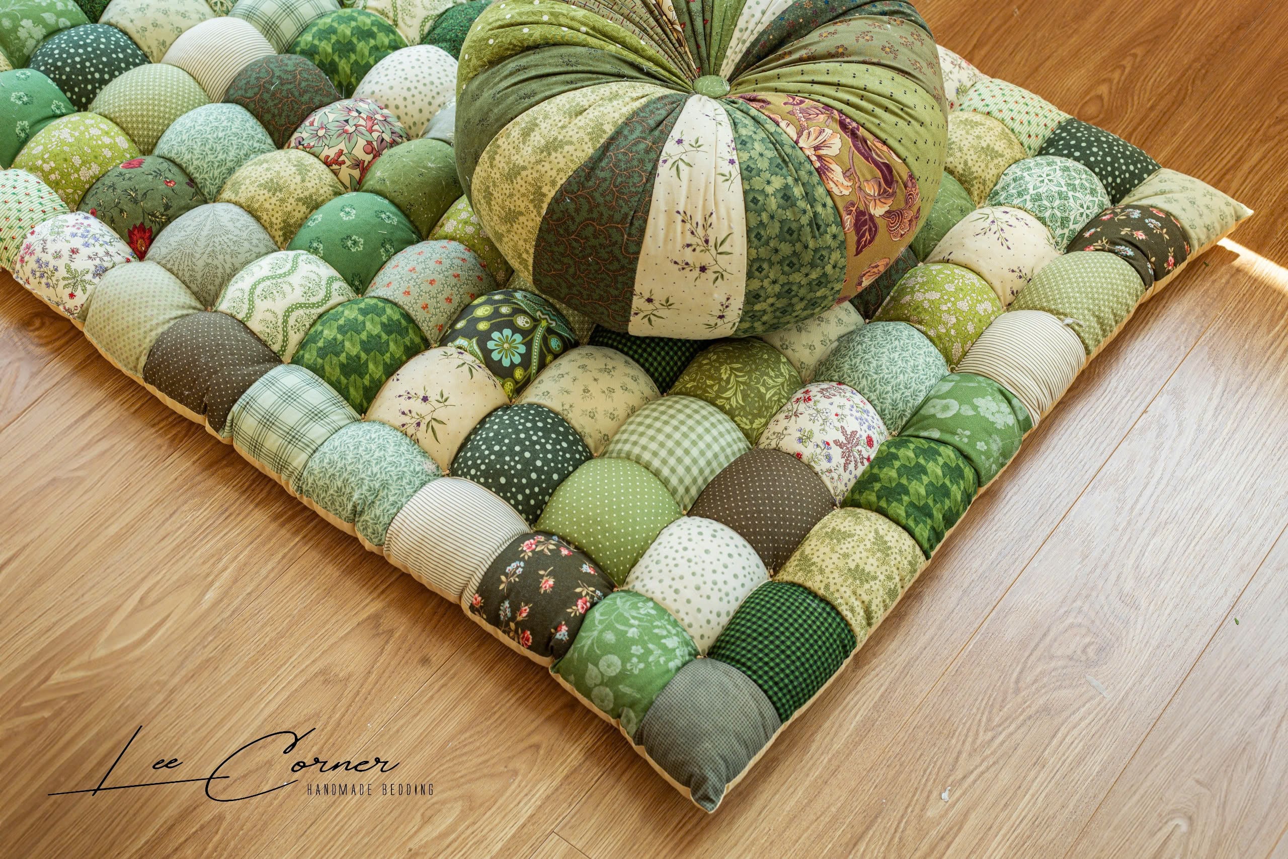 Thảm ghép vải, thảm decor phòng khách, đệm ghép vải