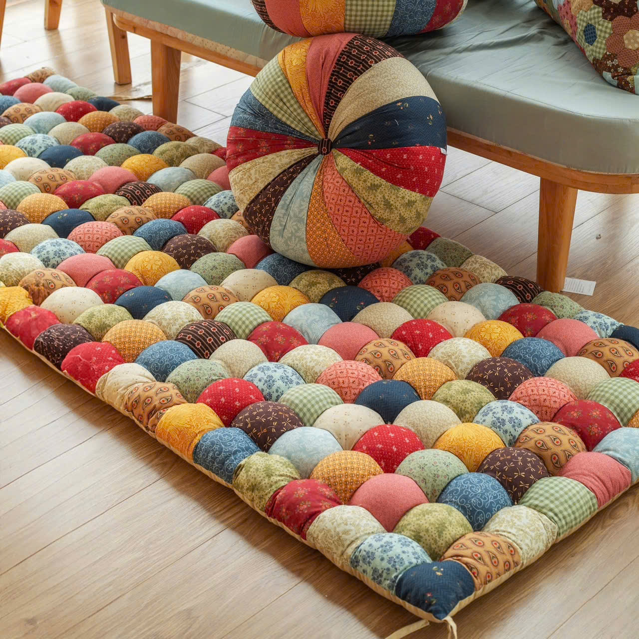 Thảm ghép vải, thảm decor phòng khách, đệm ghép vải