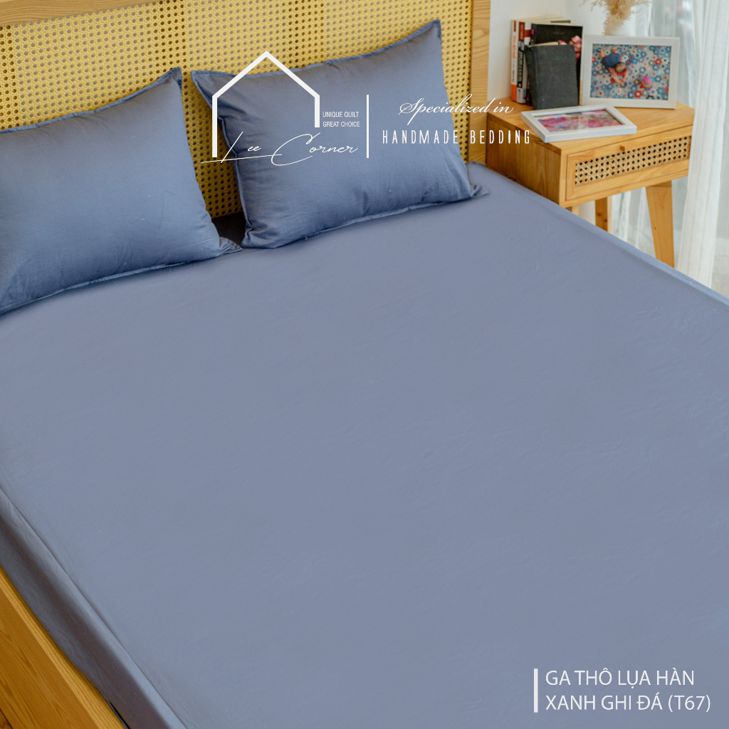 Ga giường 2m2 Cotton cao cấp LEE CORNER, vải Thô lụa Hàn, drap giường size 2x2,2m
