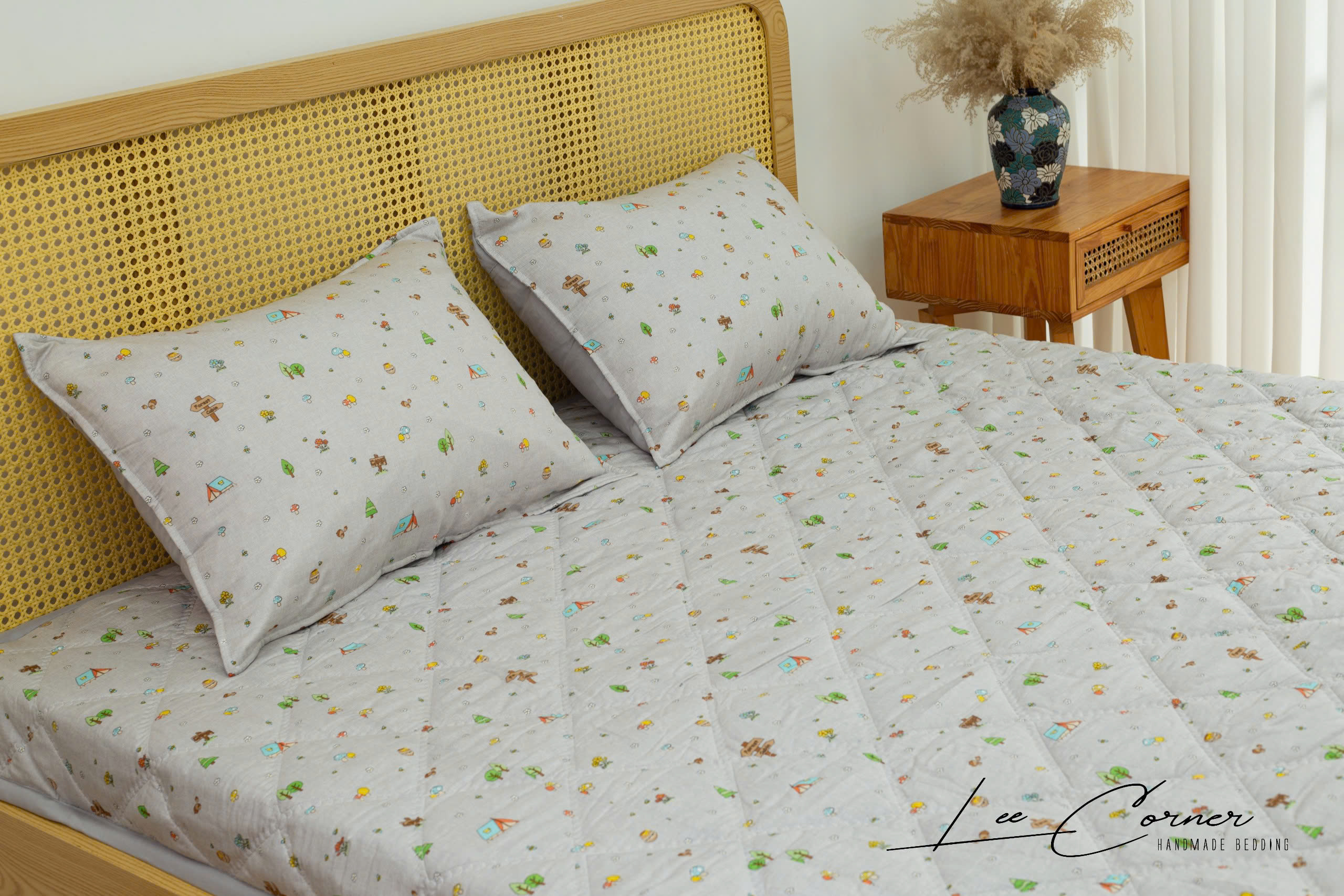 Tấm Trải Modal Micro, Ga chần bông LEE CORNER, Topper chần bông cao cấp kích thước 1m6 1m8 2m2, may theo yêu cầu