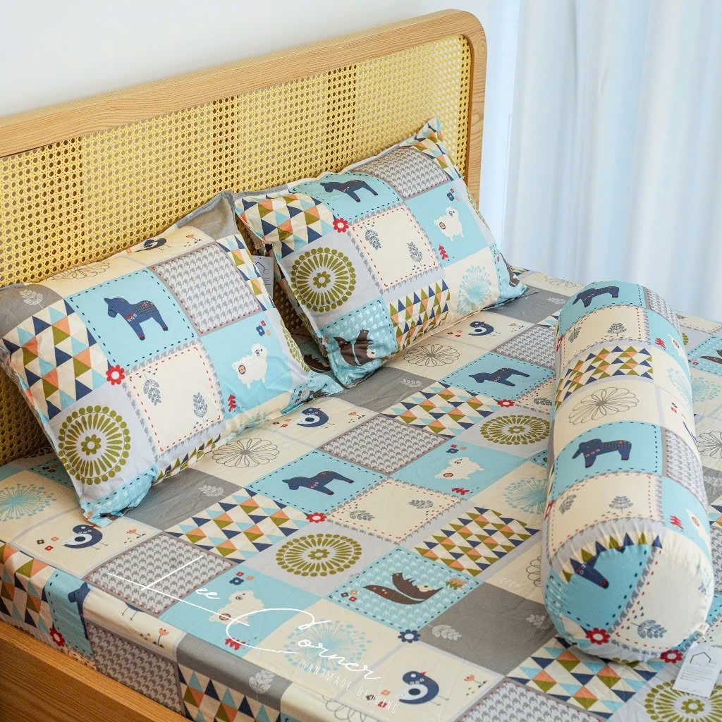 Ga giường Cotton cao cấp LEE CORNER nhiều hoạ tiết, ga nệm 1m6 x 2m