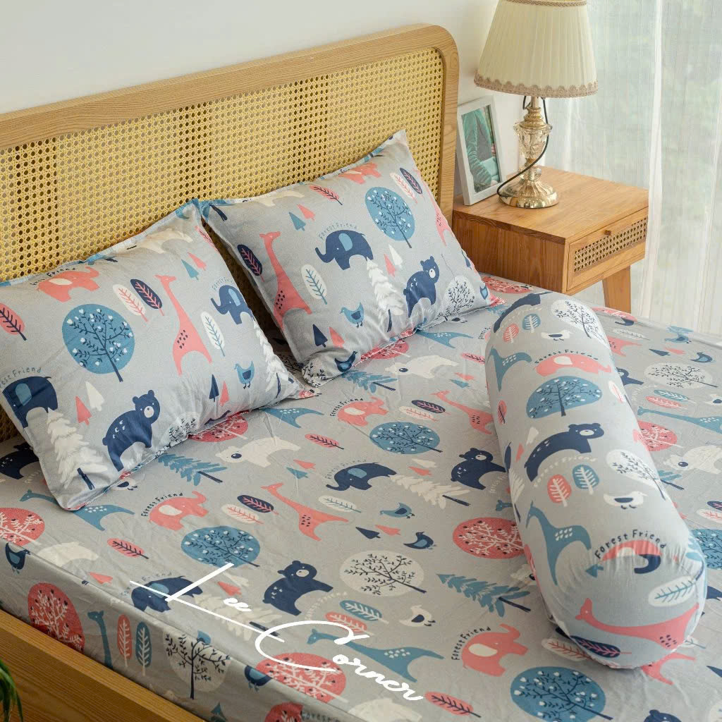 Ga giường Cotton cao cấp LEE CORNER nhiều hoạ tiết, ga nệm 2m2 x 2m