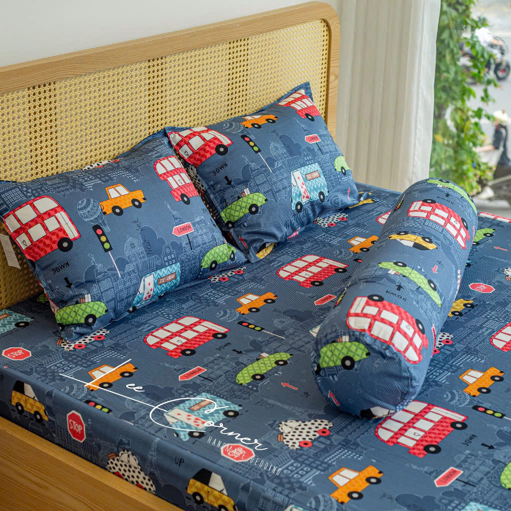 Ga giường Cotton cao cấp LEE CORNER, vải Thô lụa Hàn, drap giường size 1,2x9m 1,4x9m 1,5x9m