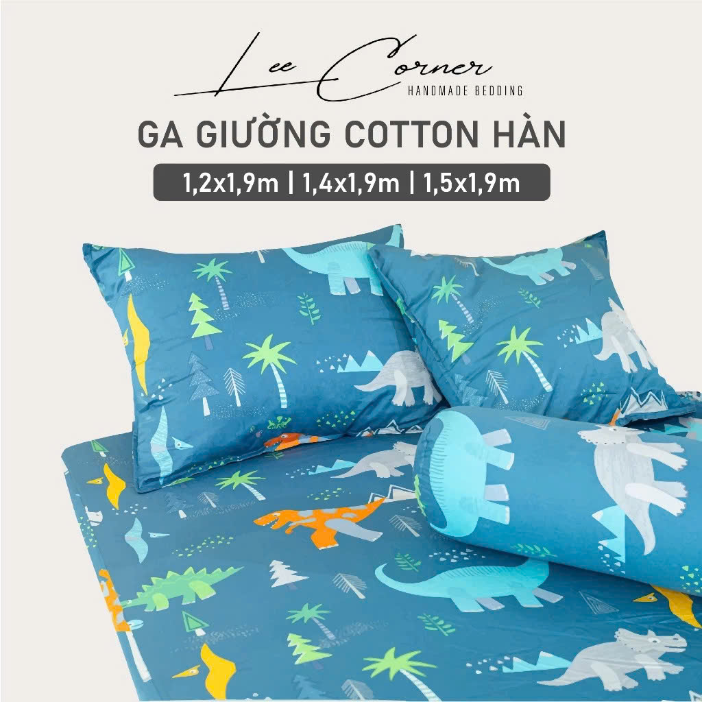 Ga giường Cotton cao cấp LEE CORNER, vải Thô lụa Hàn, drap giường size 1,2x9m 1,4x9m 1,5x9m