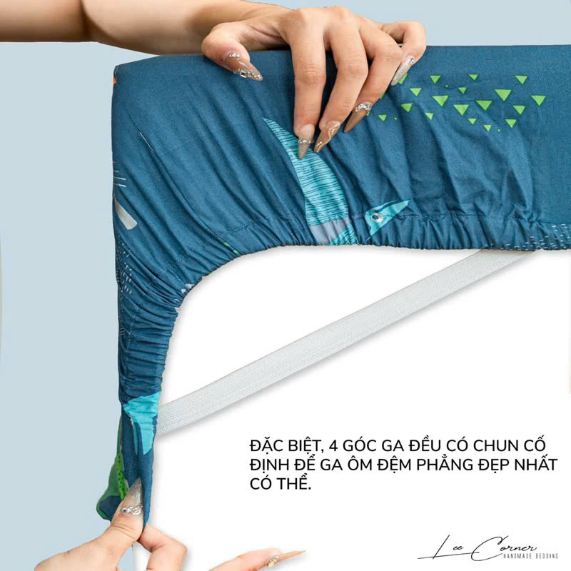 Ga giường Cotton cao cấp LEE CORNER, vải Thô lụa Hàn, drap giường size 1,2x9m 1,4x9m 1,5x9m