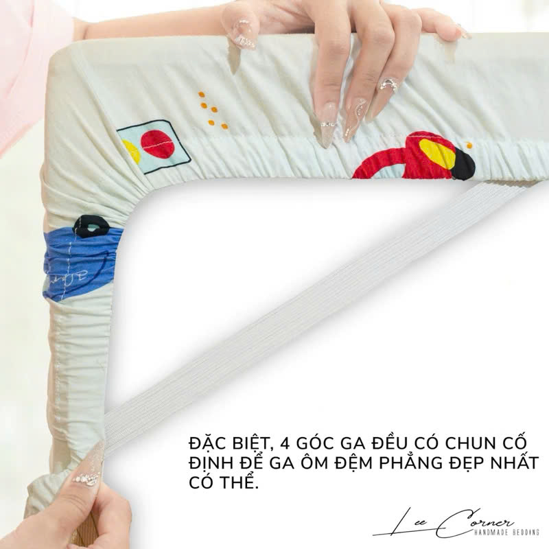 Ga giường Cotton Hàn cao cấp LEE CORNER, vải thoáng mát, không kích ứng da, thấm hút tốt
