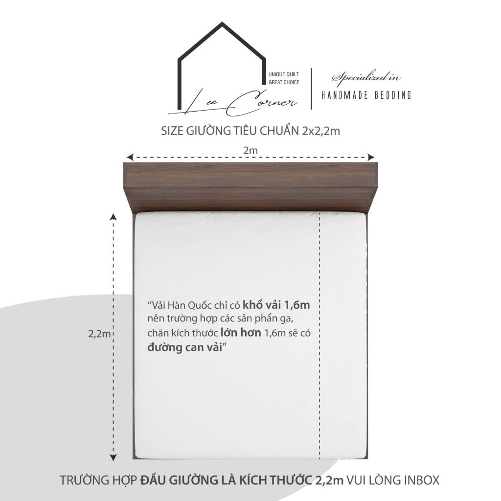 Ga giường Cotton cao cấp LEE CORNER, vải Thô lụa Hàn, drap giường size 2x2,2m