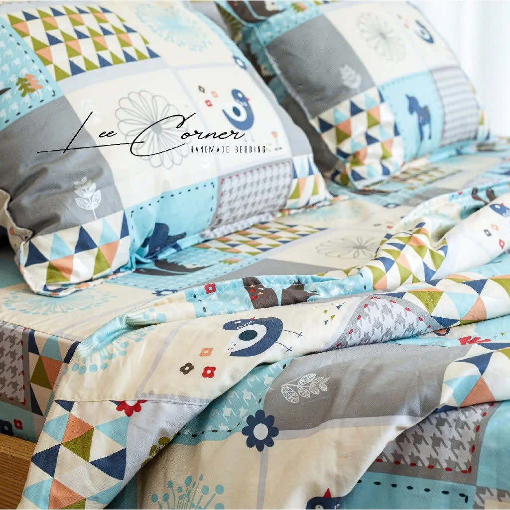 Vỏ chăn cotton, bộ chăn gối 3 món Nhiều họa tiết LEE CORNER, vải Cotton Hàn 100% Cotton cao cấp, chăn hè thoáng mát