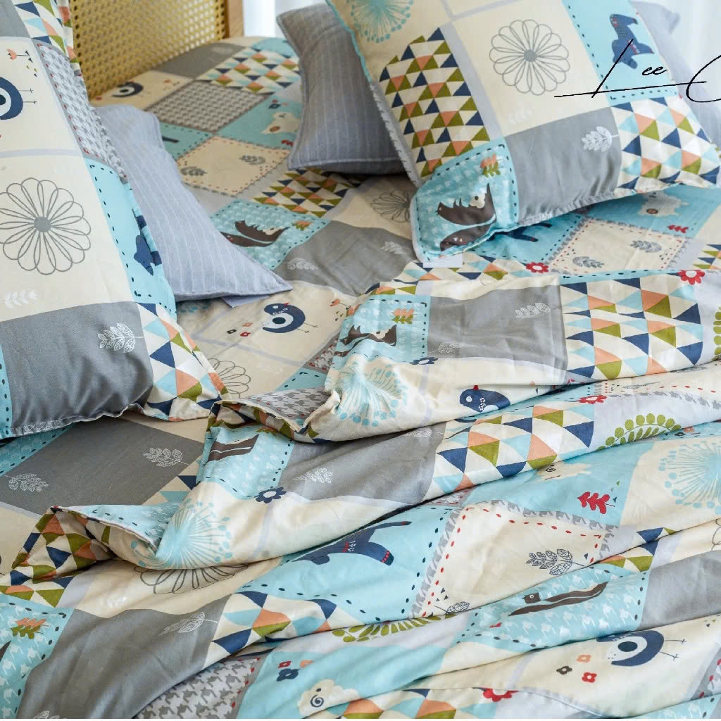 Vỏ chăn cotton, bộ chăn gối 3 món Nhiều họa tiết LEE CORNER, vải Cotton Hàn 100% Cotton cao cấp, chăn hè thoáng mát