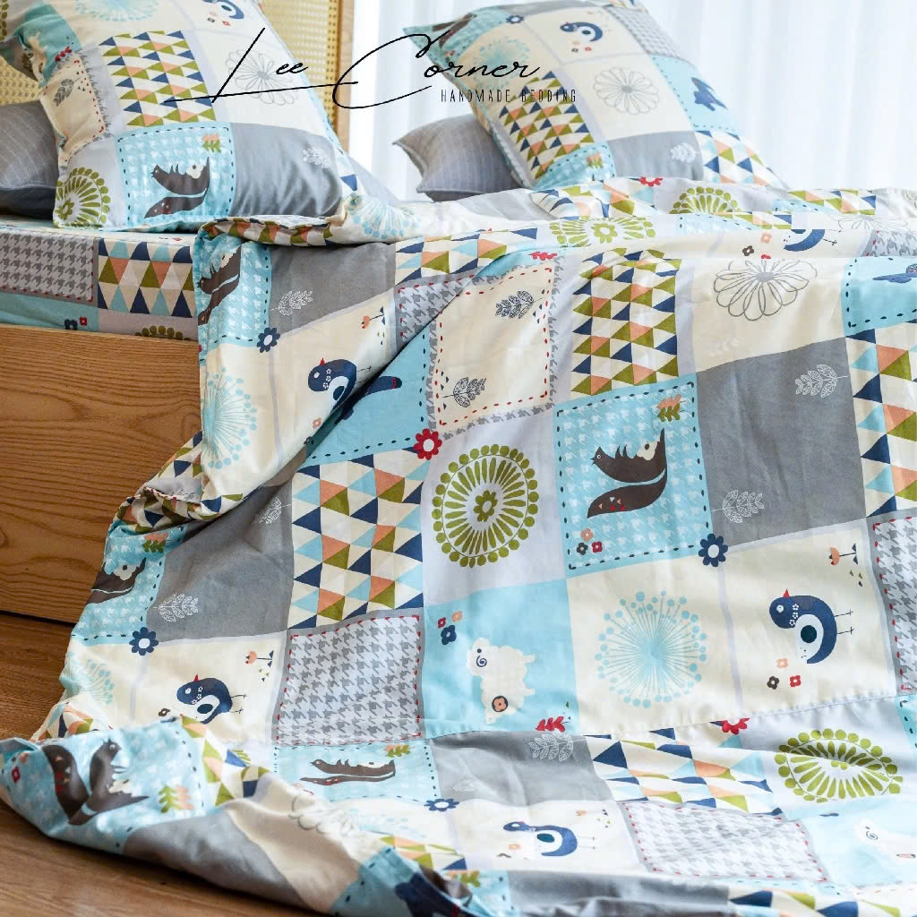 Vỏ chăn cotton, bộ chăn gối 3 món Nhiều họa tiết LEE CORNER, vải Cotton Hàn 100% Cotton cao cấp, chăn hè thoáng mát
